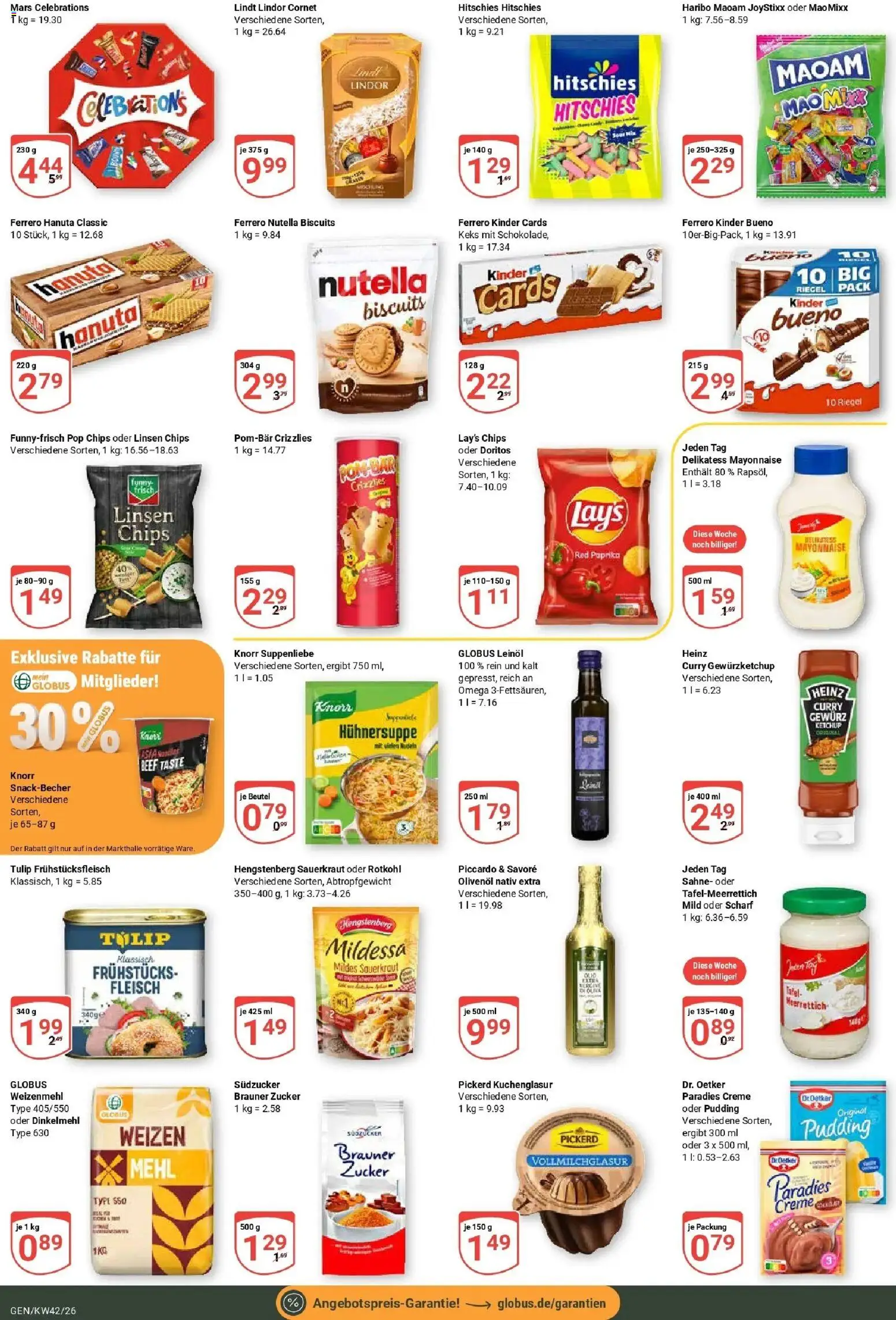Globus Prospekt Gensingen (ab 12.10.2026) » Angebote online | Seite: 16 | Produkte: Olivenol, Mayonnaise, Zucker, Lindt