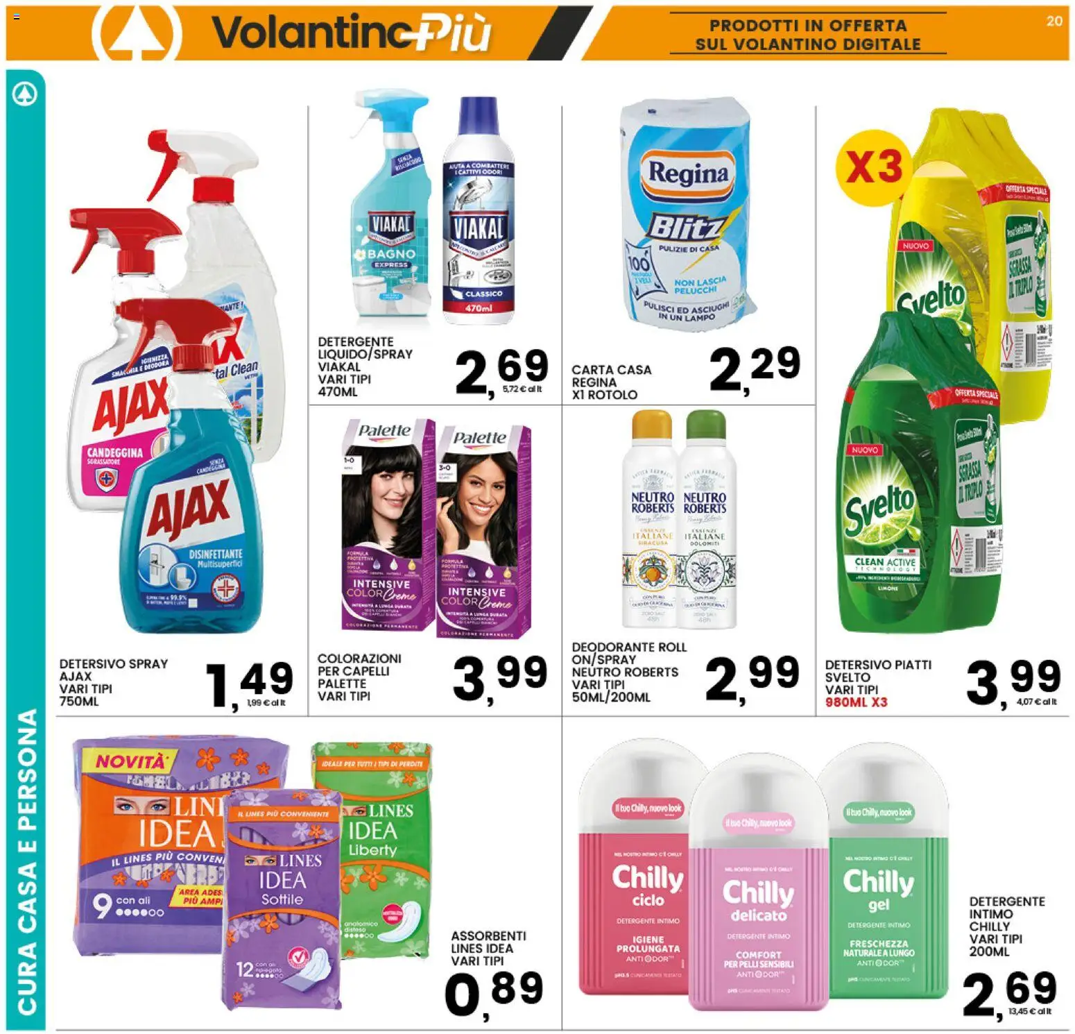 Volantino Interspar del 31/08/2026 | Pagina: 20 | Prodotti: Detergente intimo, Limone, Assorbenti, Bagno