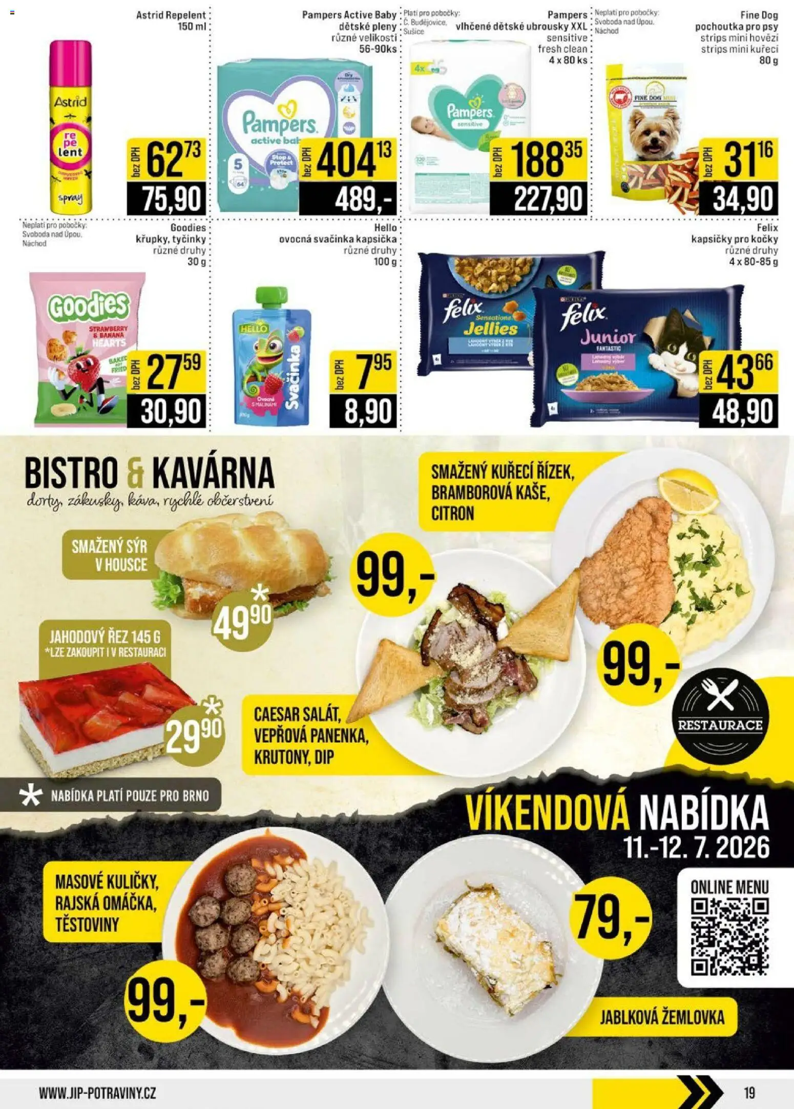 Jip leták - Cash & Carry od 08.07.2026 | Strana: 19 | Produkty: Felix, Tyčinky, Smažený sýr, Pleny