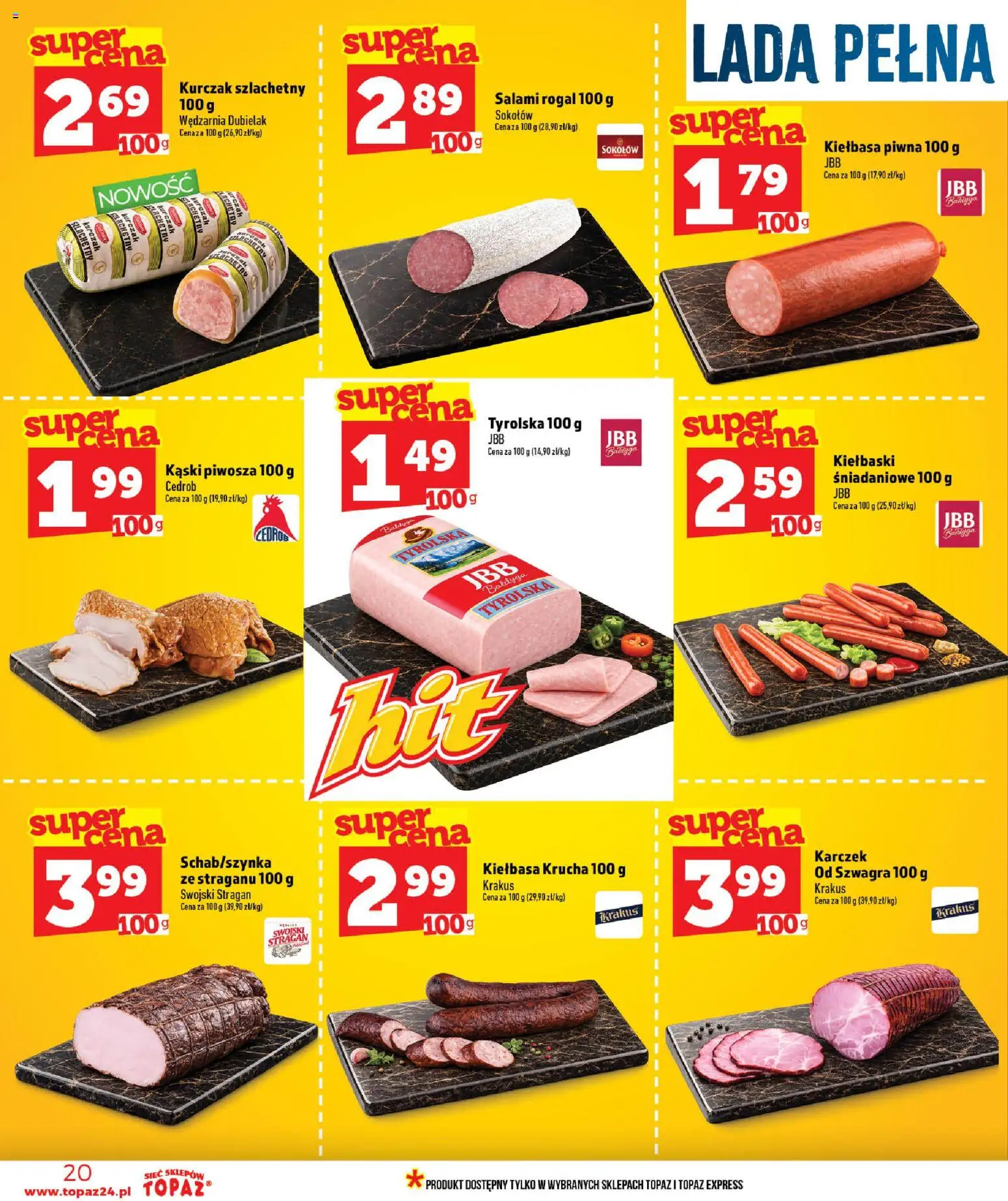 Topaz gazetka - MAZ od 25.06.2026 | Strona: 20 | Produkty: Kiełbasa, Kurczak, Kiełbaski, Salami