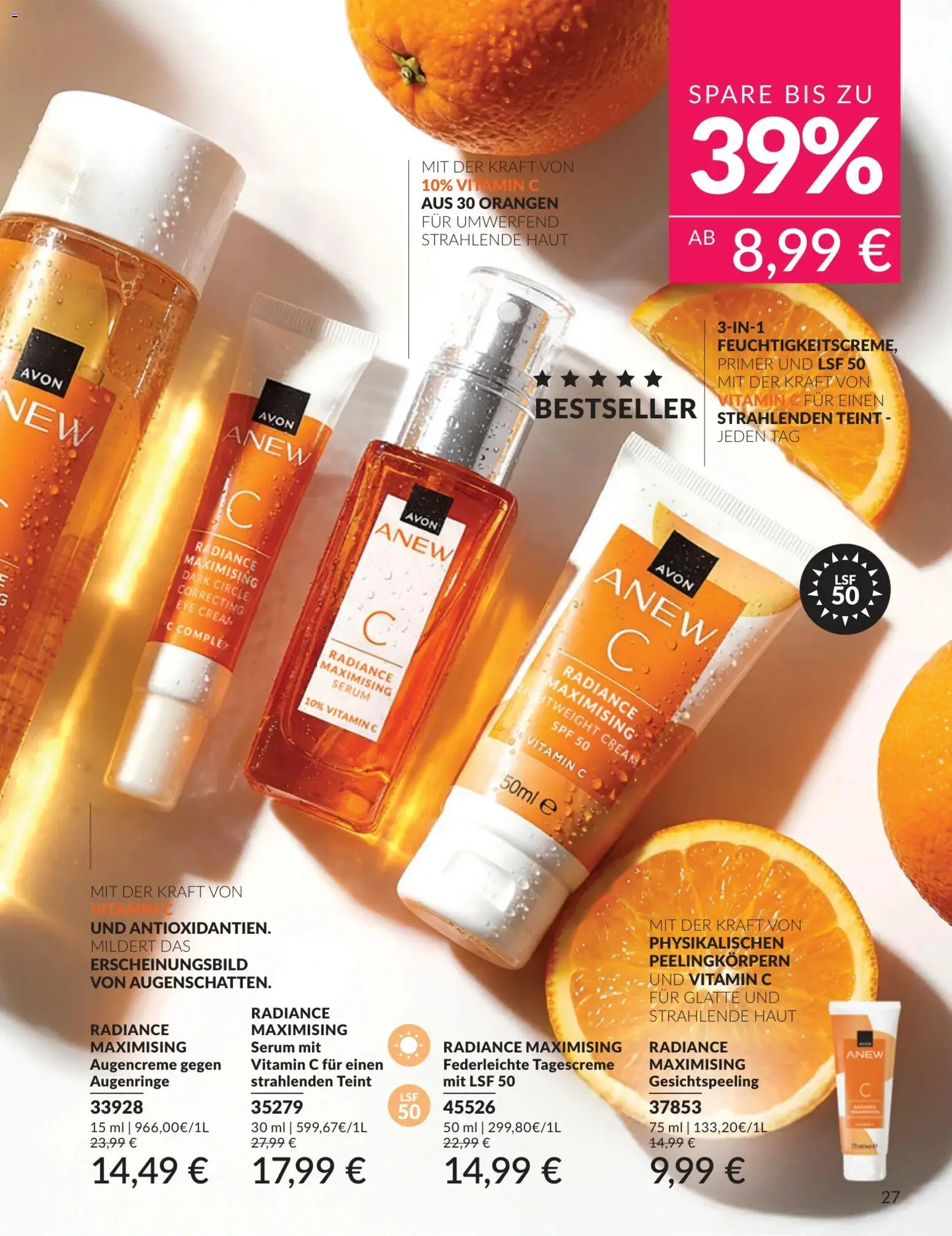 AVON Katalog Juli 2026 – gültig ab 01.07.2026 | Seite: 27 | Produkte: Orangen, Serum, Primer, Tagescreme