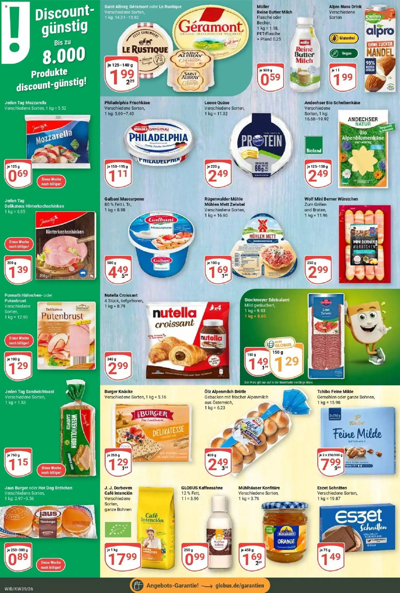 Globus Prospekt Wiesbaden-Nordenstadt (ab 21.09.2026) » Angebote online | Seite: 14 | Produkte: Mascarpone, Philadelphia, Burger, Camembert