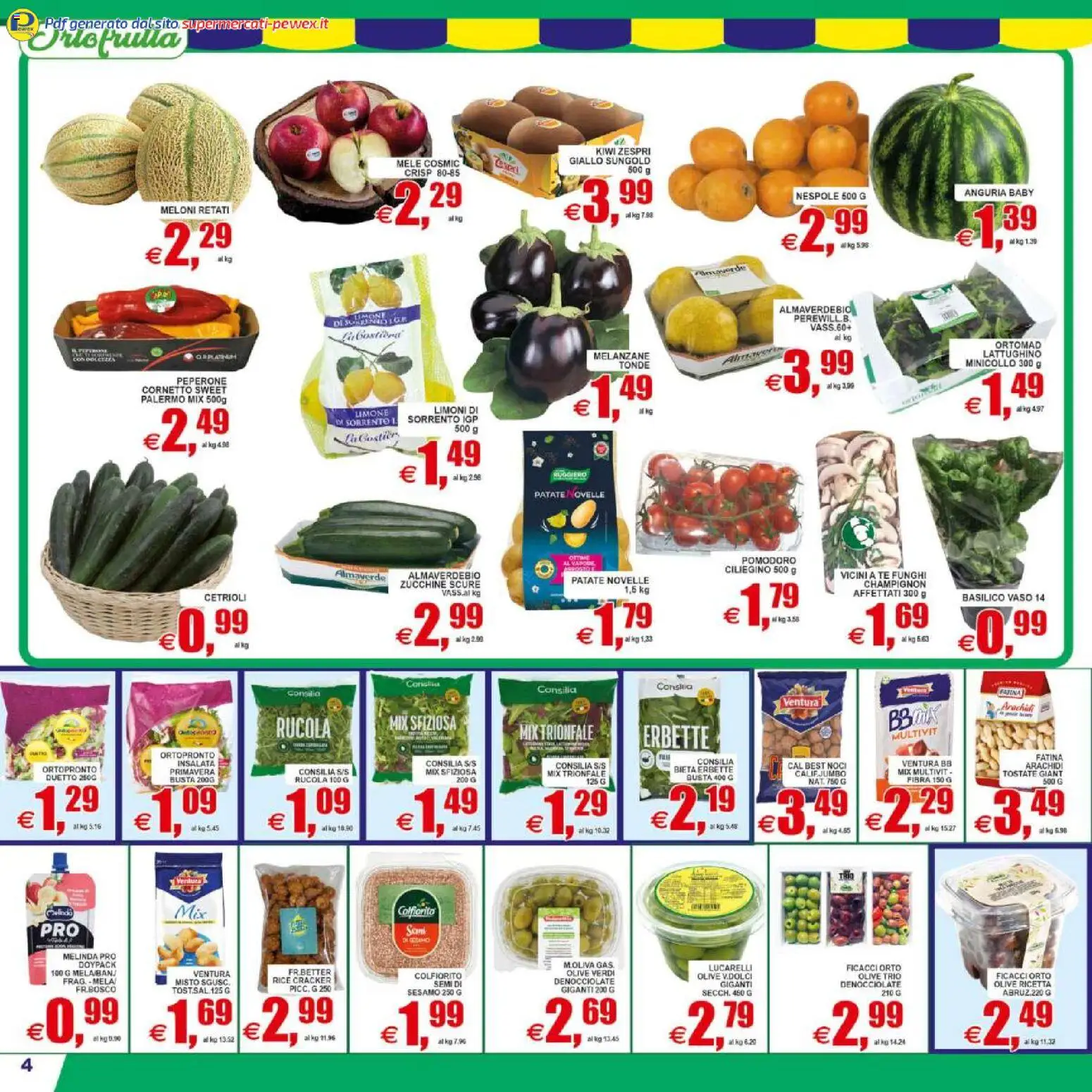 Volantino Pewex del 08.05.2026 | Pagina: 4 | Prodotti: Kiwi, Cetrioli, Olive, Melanzane