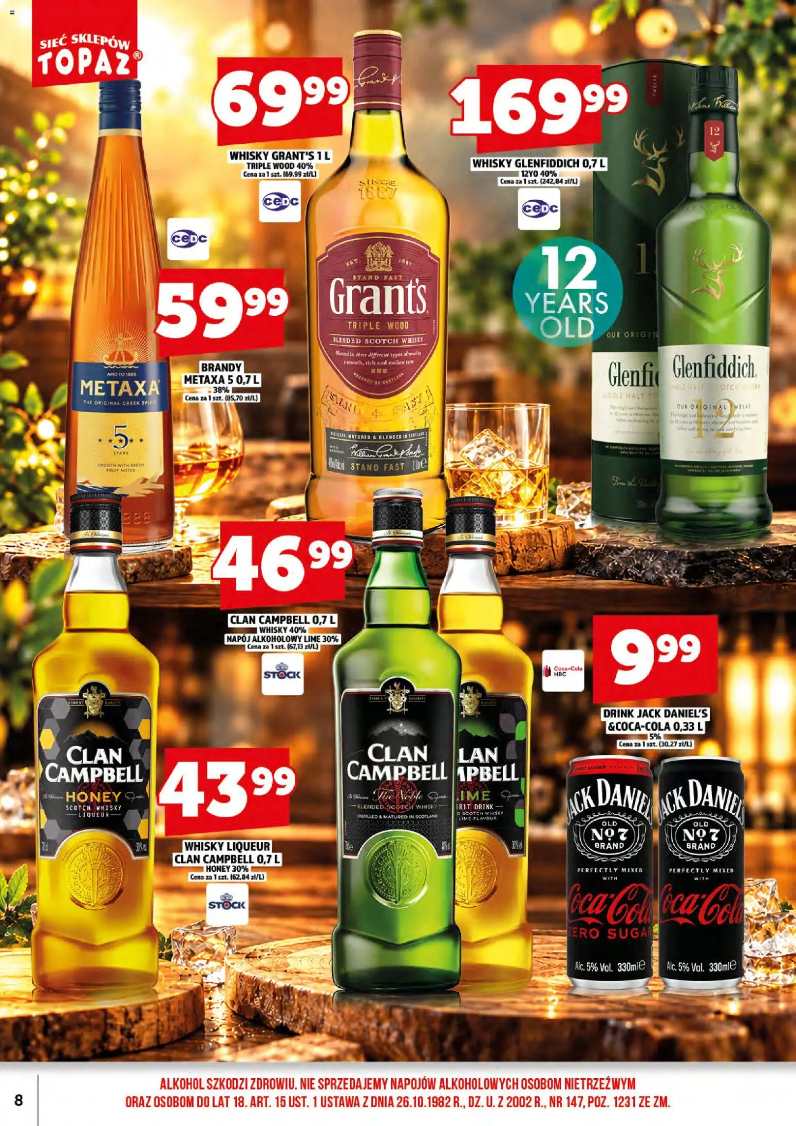 Topaz gazetka alkoholowa od 16.10.2026 | Strona: 10 | Produkty: Scotch whisky, Whisky Glenfiddich, Jack Daniel's, Whisky