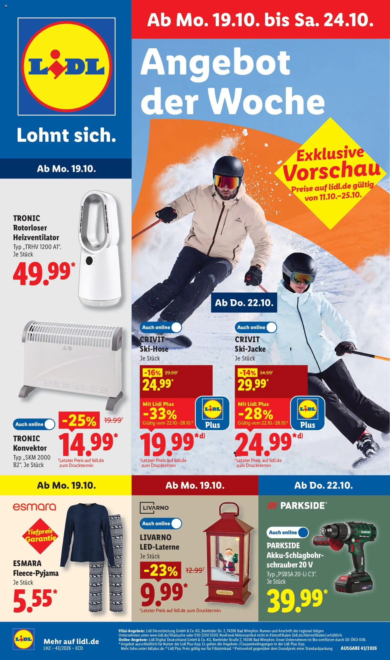 Lidl Německo leták od 19.10.2026 | Strana: 1 | Produkty: Parkside