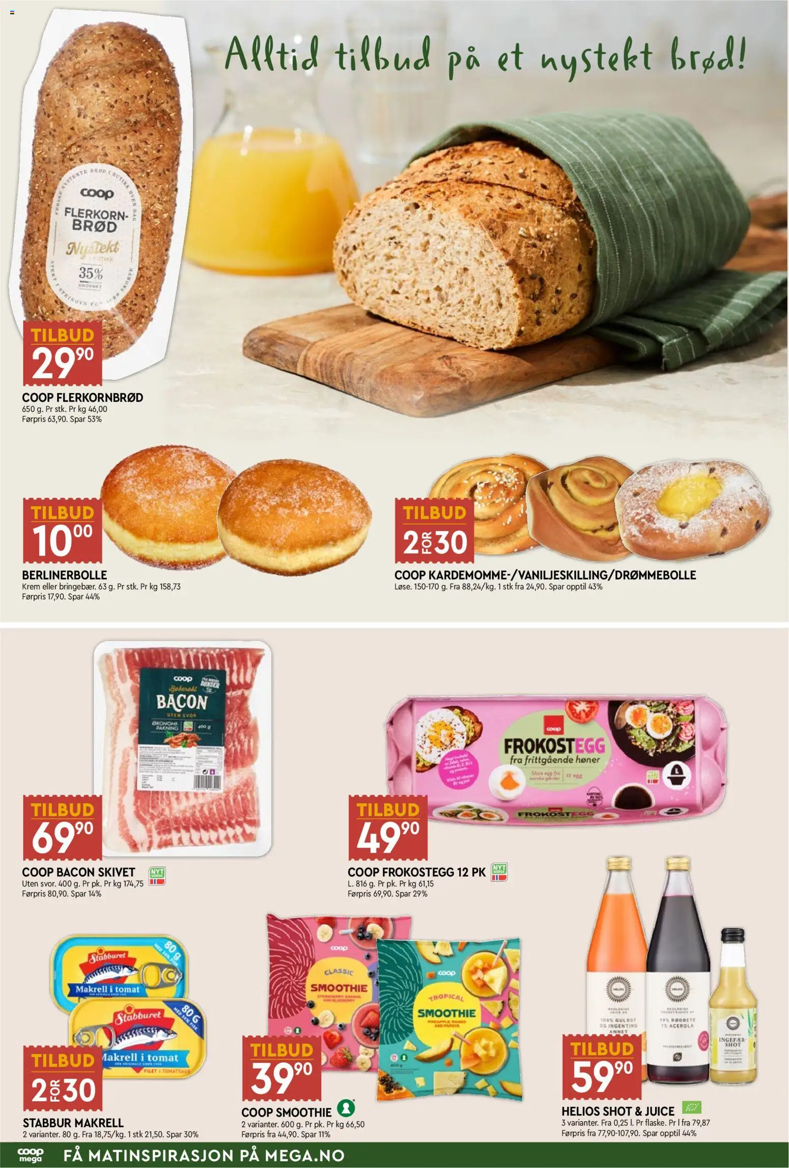 {H1} | Side: 4 | Produkter: Smoothie, Makrell i tomat, 1, Berlinerbolle
