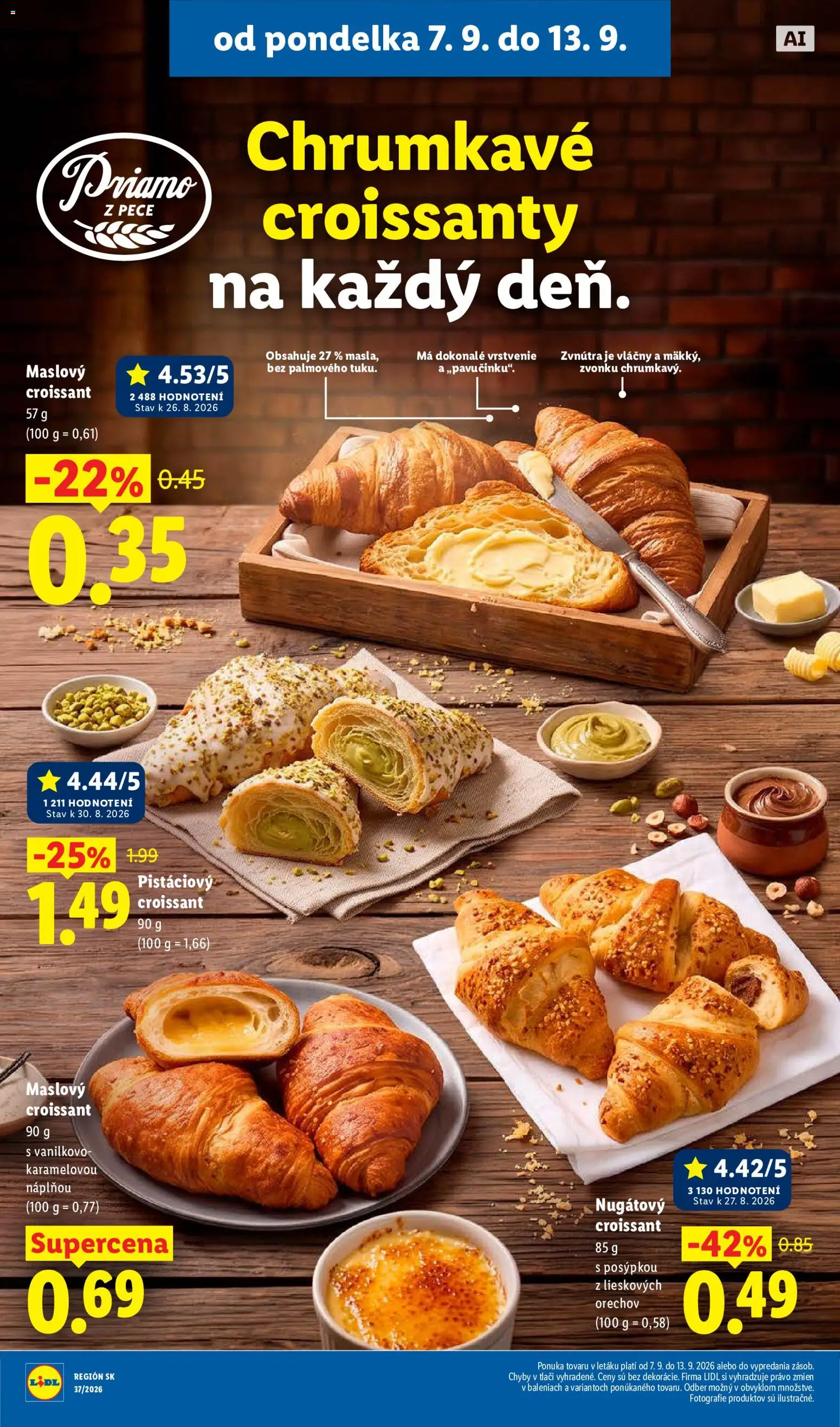 Nové Lidl akcie – leták je platný od 07.09.2026 | Strana: 8 | Produkty: Croissant