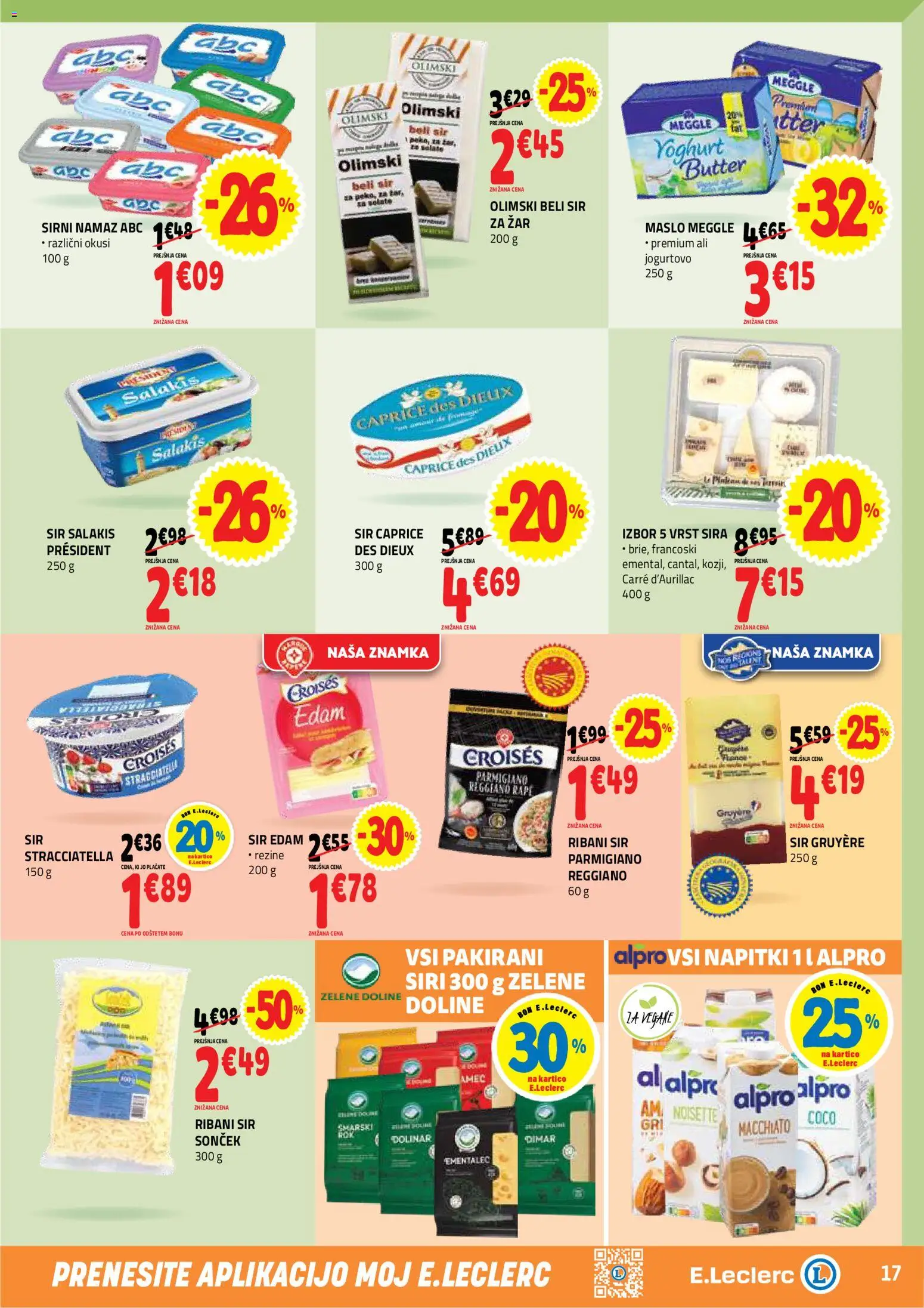 Novi E.leclerc katalog ponudbe – veljaven od 30.09.2026 | Stran: 17 | Izdelki: Zar, Namaz, Beli sir, Maslo