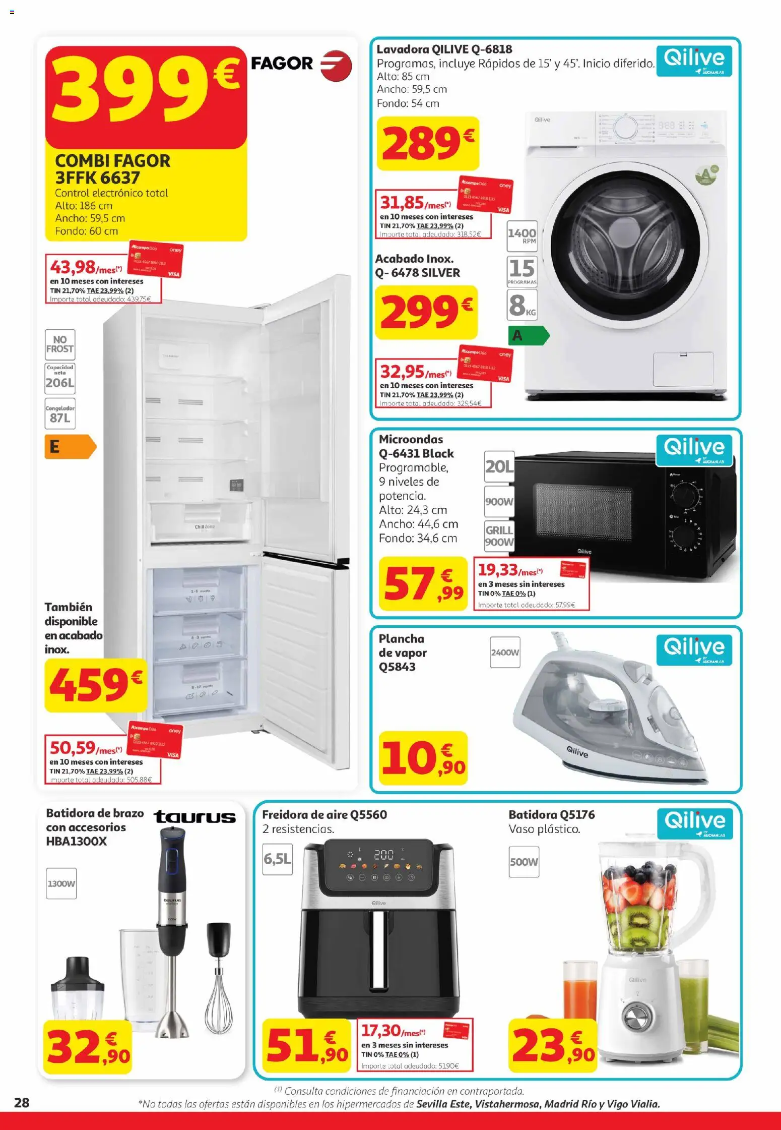 Alcampo Canarias │ válido desde el 21.04.2026 | Página: 28 | Productos: Lavadora, Combi, Plancha, Batidora