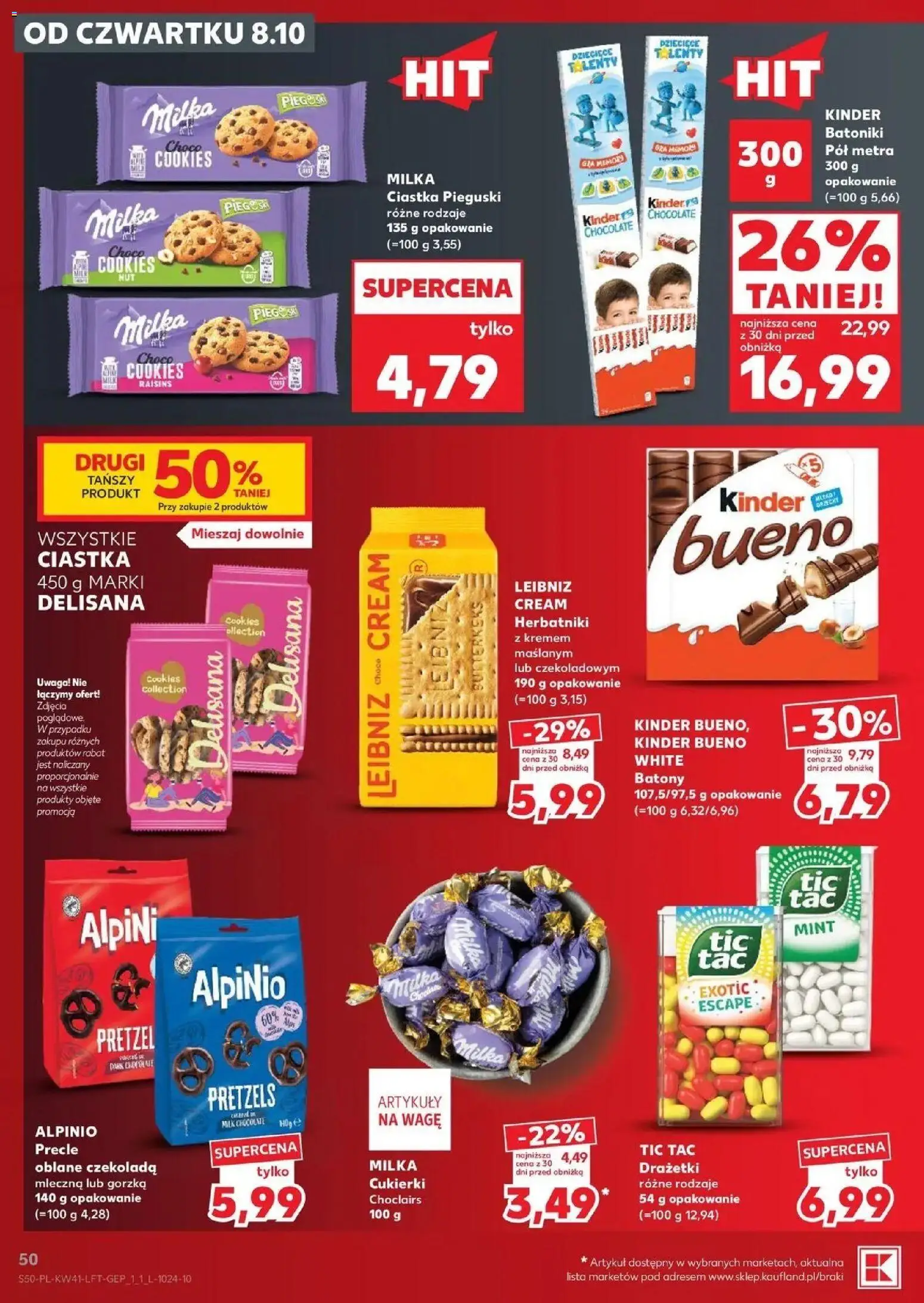 Kaufland aktualna gazetka od 08.10.2026 - od jutra PDF | Strona: 50 | Produkty: Milka, Kinder Bueno, Cukierki, Pieguski