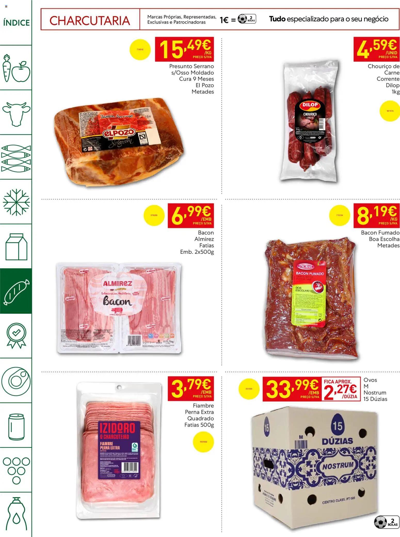 Recheio Horeca │ válido de 05.05.2026 | Página: 16 | Produtos: Bacon, Ovos, Chouriço, Carne