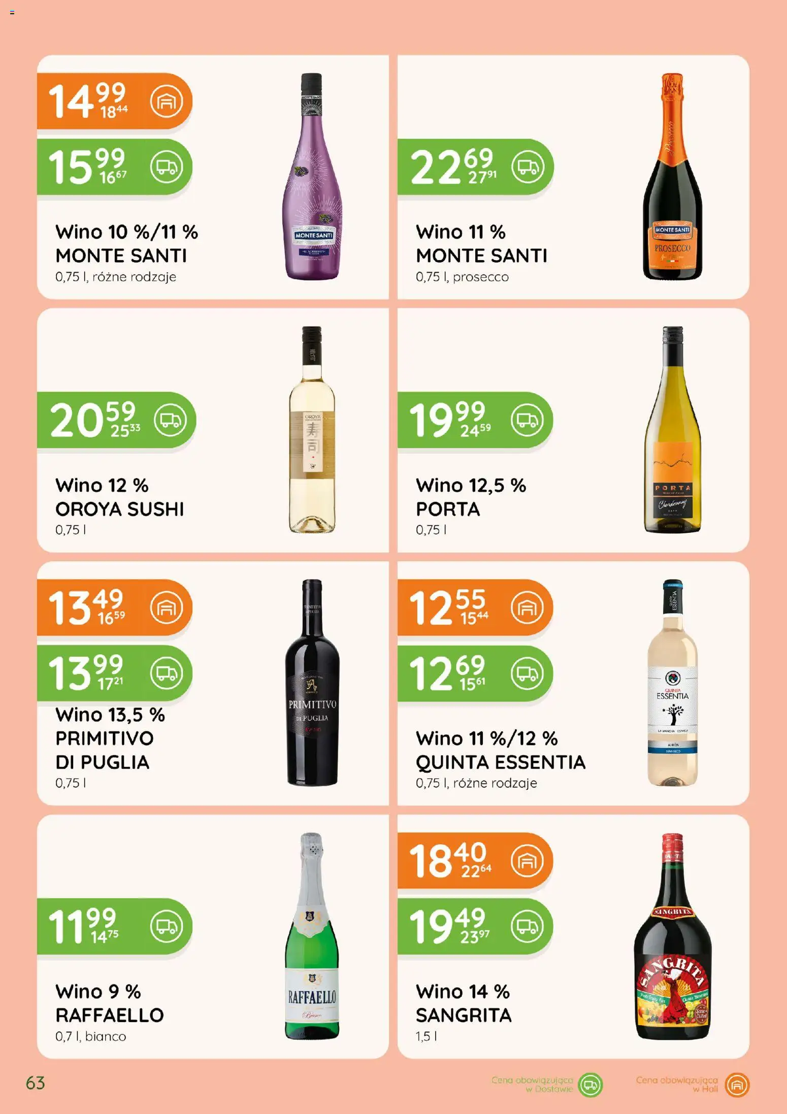 Eurocash gazetka - Katalog Alkoholowy od 01.10.2026 | Strona: 63 | Produkty: Primitivo, Sushi, Monte Santi, Wino