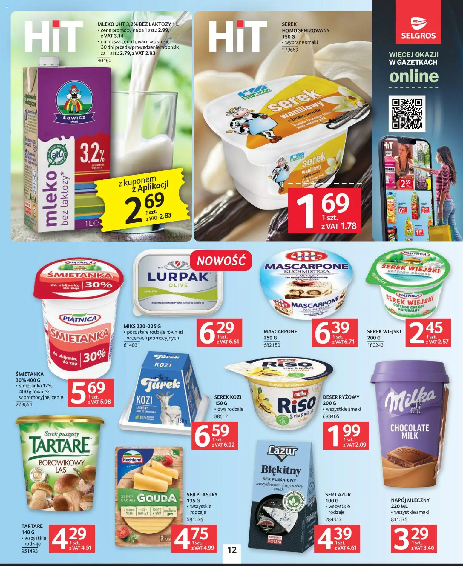 Selgros cash&carry gazetka od 27.08.2026 | Strona: 12 | Produkty: Ser pleśniowy, Serek, Deser, Napój mleczny