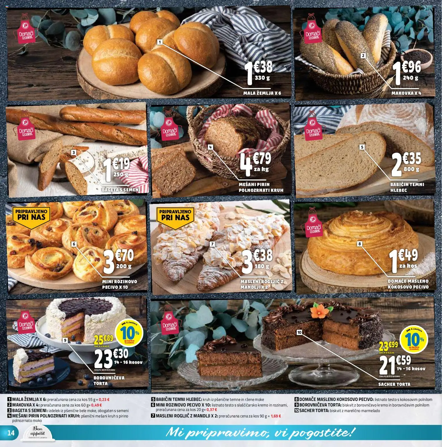 Novi E.leclerc katalog ponudbe – veljaven od 10.06.2026 | Stran: 14 | Izdelki: Žemlja, Torta, Hlebec, Kruh