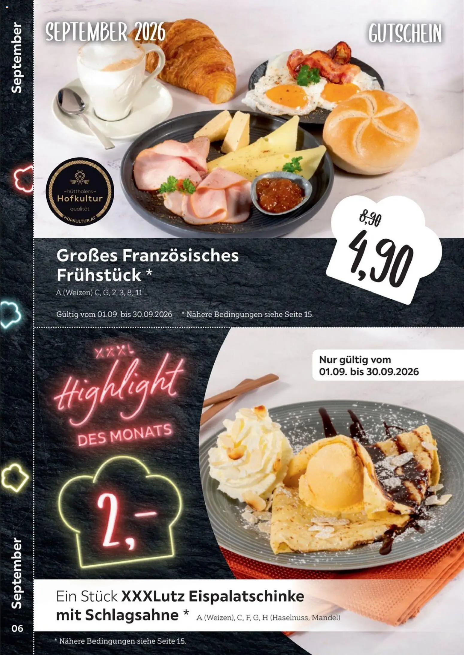 XXXLutz Restaurantgutscheine – gültig ab 01.08.2026 | Seite: 6 | Produkte: Schlagsahne