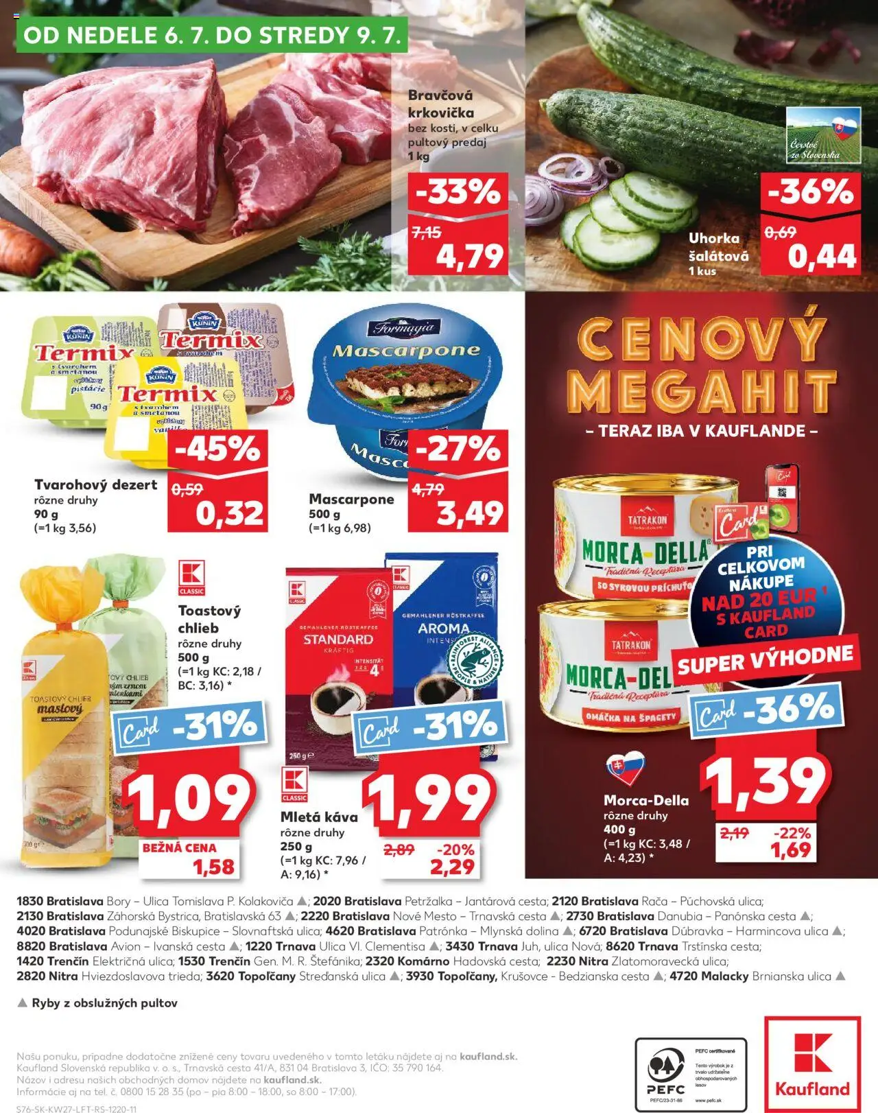 Nové Kaufland akcie – leták je platný od 03.07.2025 | Strana: 76 | Produkty: Chlieb, Ryby, Krkovička, Špagety