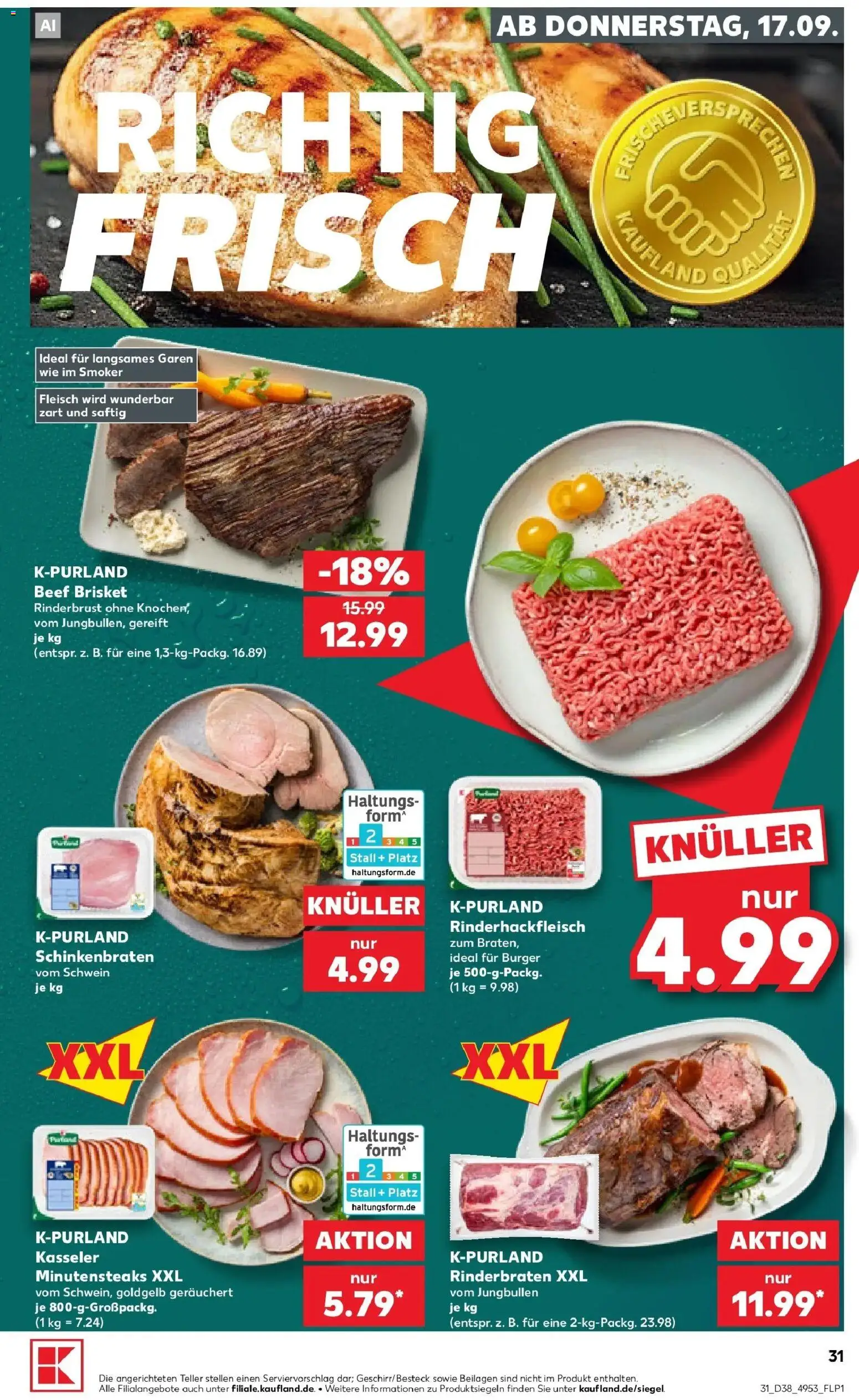 Prospekt Kaufland ab 14.09.2026 » Angebote Online zum Blättern | Seite: 43 | Produkte: Beilagen, Rinderbraten, Burger, Fleisch