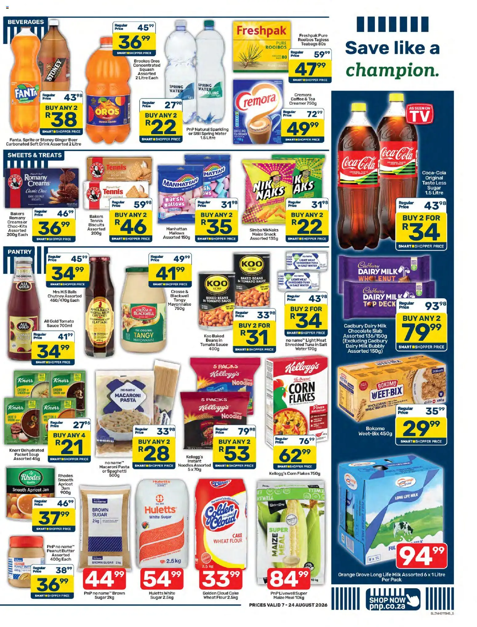 New Pick n Pay catalogue – valid from 07/08/2026 | Page: 5 | Products: Jam, Breakfast, Beef, Salt