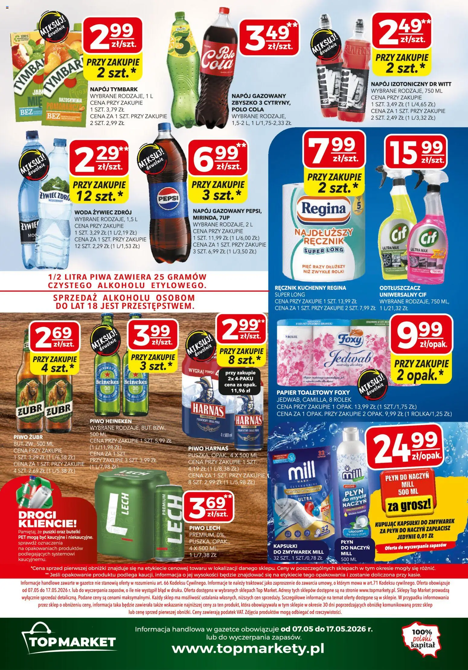 Top Market gazetka mini od 07.05.2026 | Strona: 4 | Produkty: Top, Woda żywiec, Papier toaletowy, Harnaś