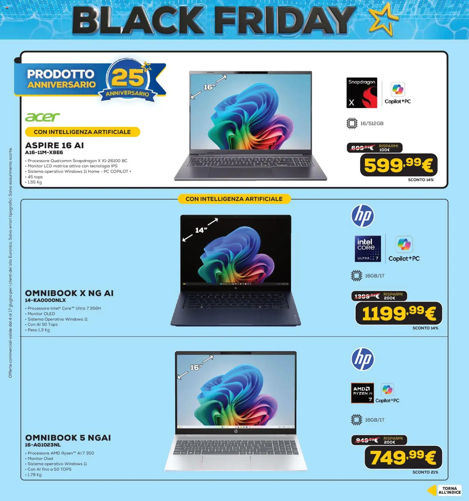Volantino Euronics del 04.06.2026 | Pagina: 11 | Prodotti: Monitor, PC
