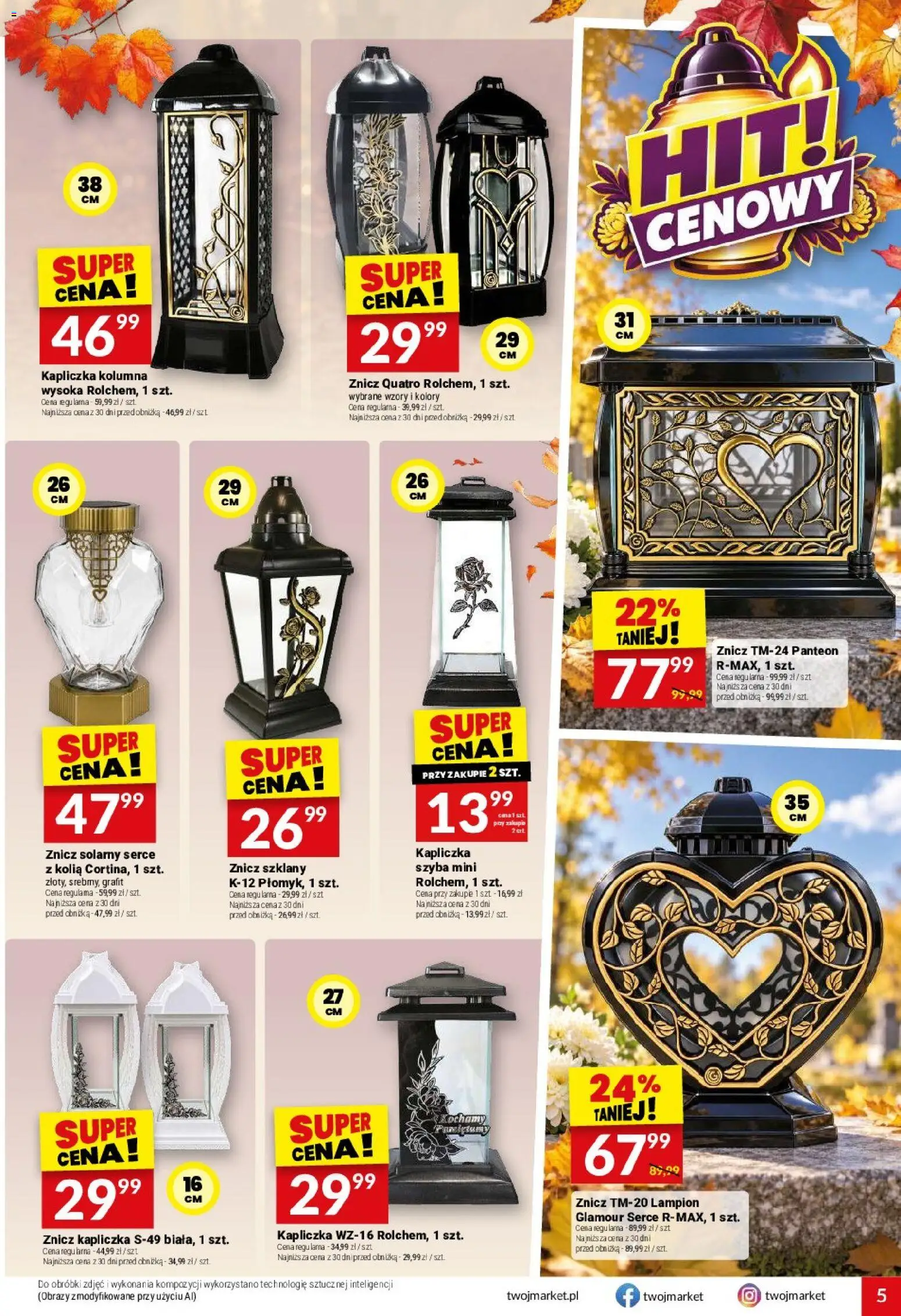 Twój Market gazetka od 28.10.2026 | Strona: 5 | Produkty: Znicz kapliczka, Lampion