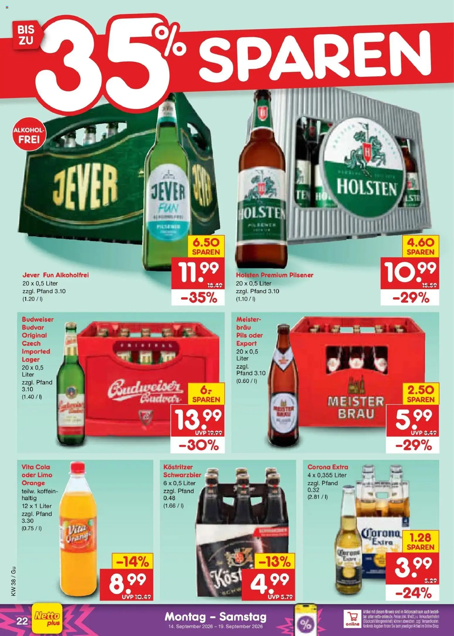 Netto Marken-Discount Prospekt Machern – gültig ab 14.09.2026 | Seite: 32 | Produkte: Cola, Alkohol, Jever, Vita cola