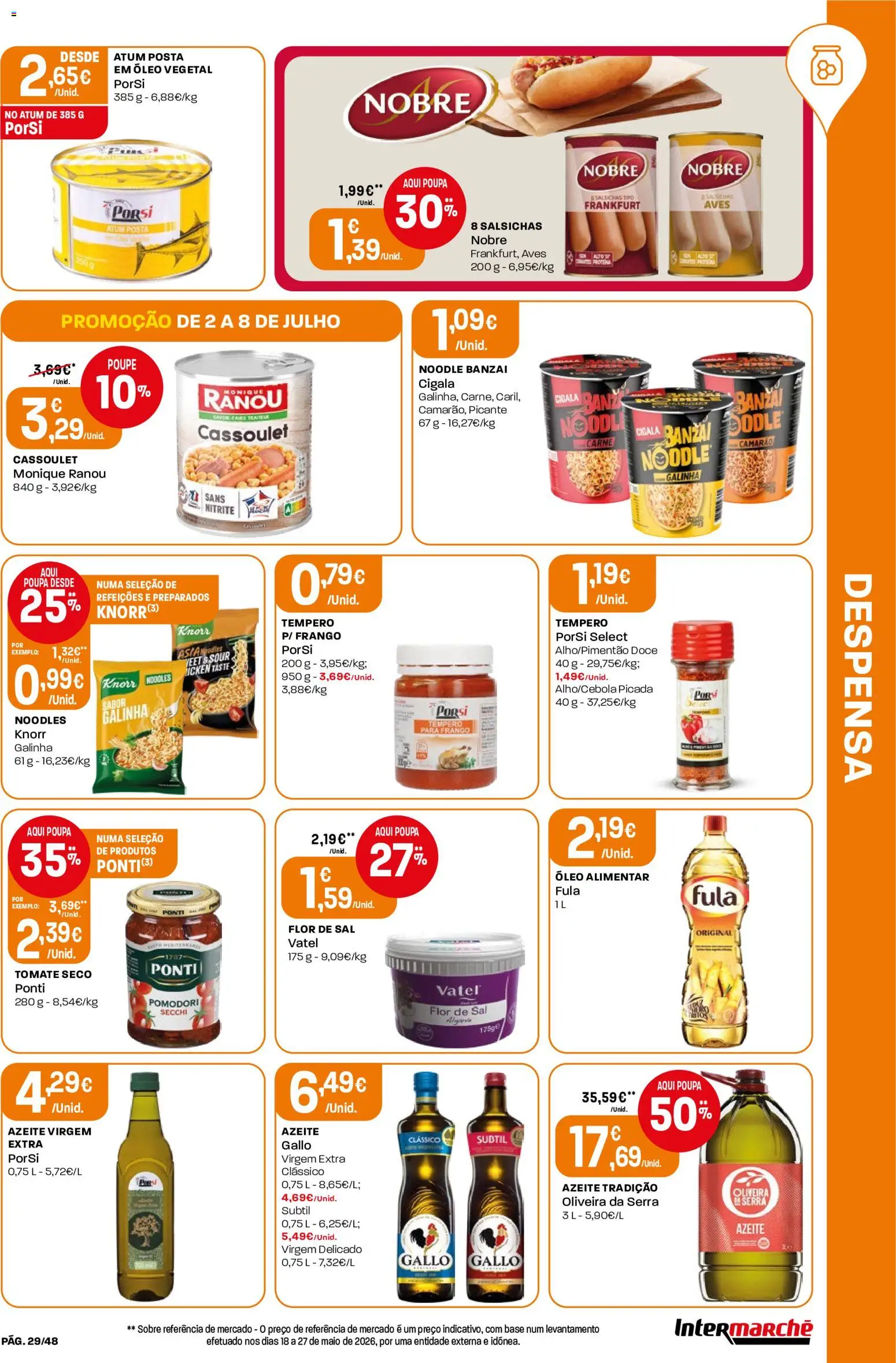 Intermarché folheto │ válido de 02/07/2026 | Página: 29 | Produtos: Azeite, Camarão, Base, Carne