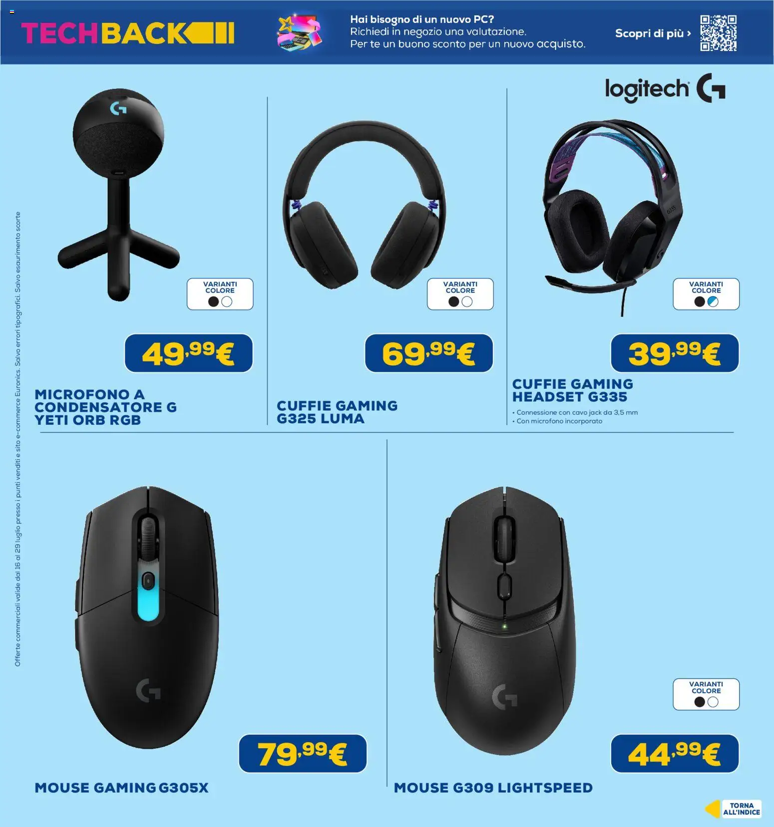 Volantino Euronics del 16/07/2026 | Pagina: 34 | Prodotti: PC, Mouse, Cuffie, Microfono