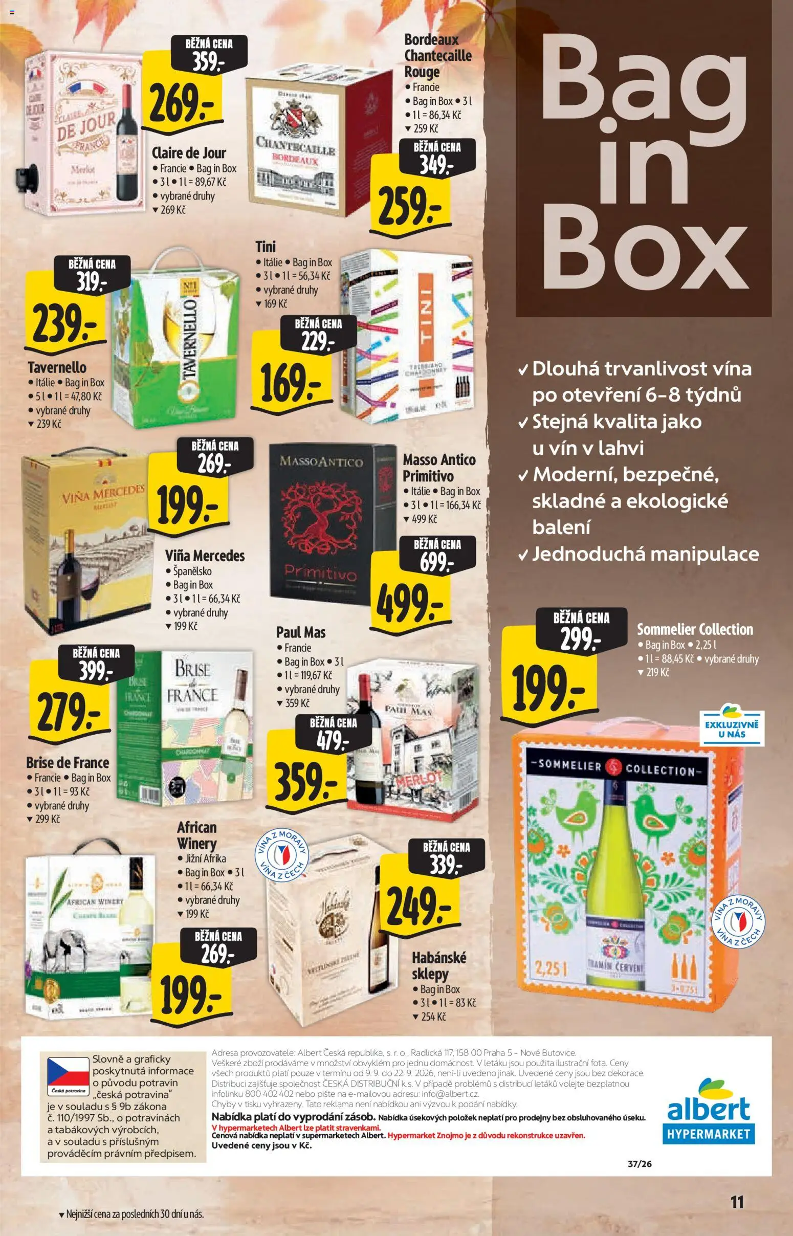 Albert katalog - Hypermarket - Víno od 09.09.2026 | Strana: 11 | Produkty: Box, Habánské sklepy, Primitivo