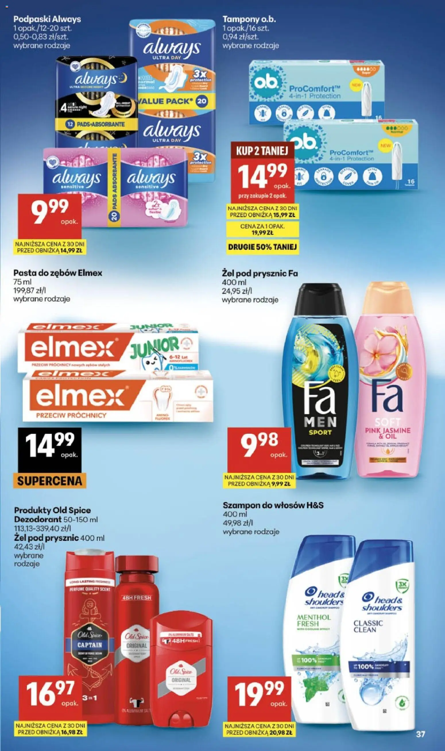 Delikatesy Centrum gazetka od 10.09.2026 | Strona: 37 | Produkty: Tampony, Podpaski always, Prysznic, Dezodorant