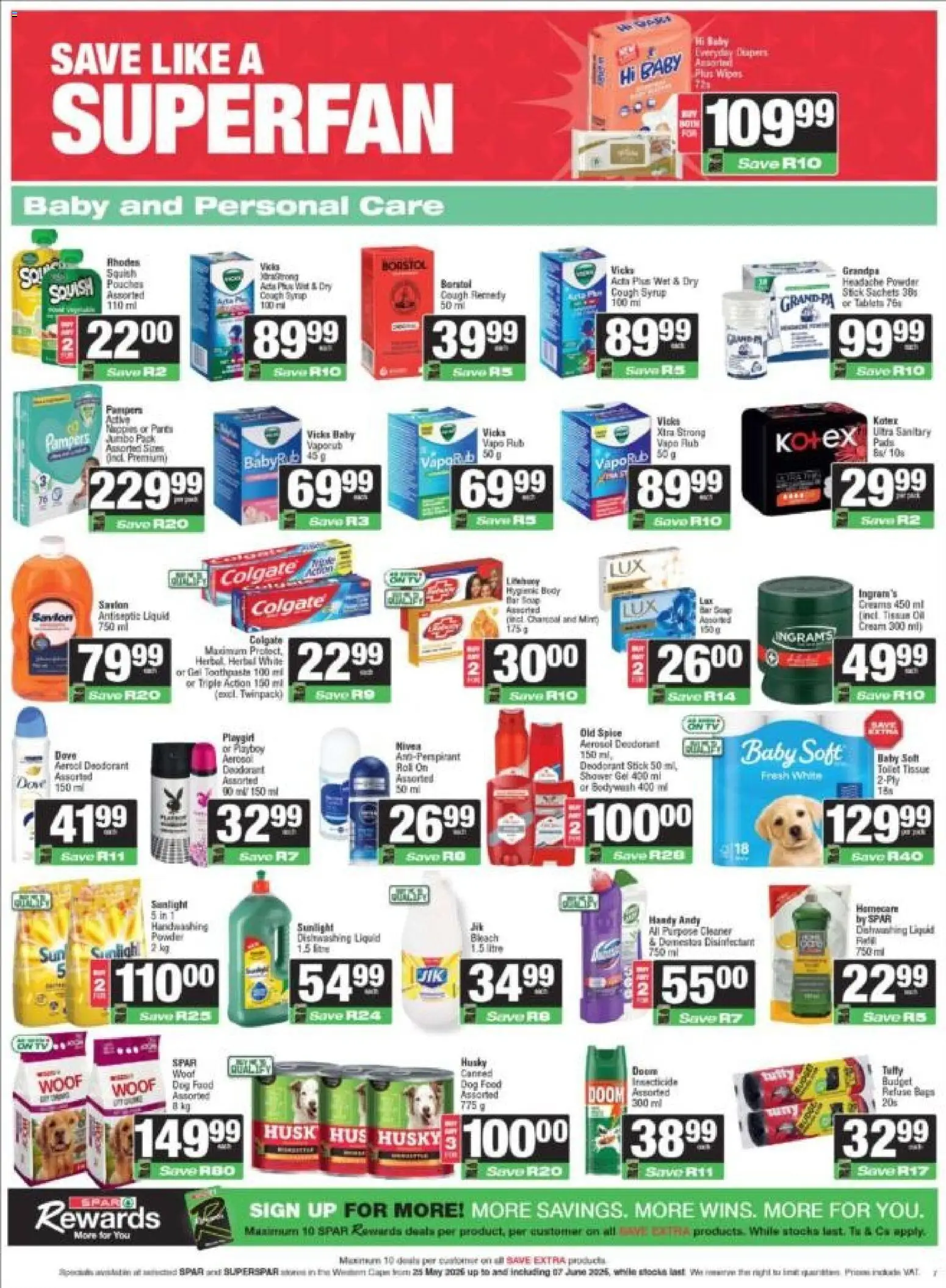 New Superspar catalogue – valid from 25.05.2026 | Page: 3 | Products: Bleach, Powder, Shower gel, Dog food