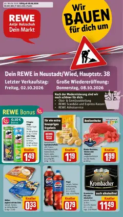 Rewe Prospekt Neustadt / Wied ab 28.09.2026 gültig | Seite: 1 | Produkte: Pils, Krombacher, Hut, Chips