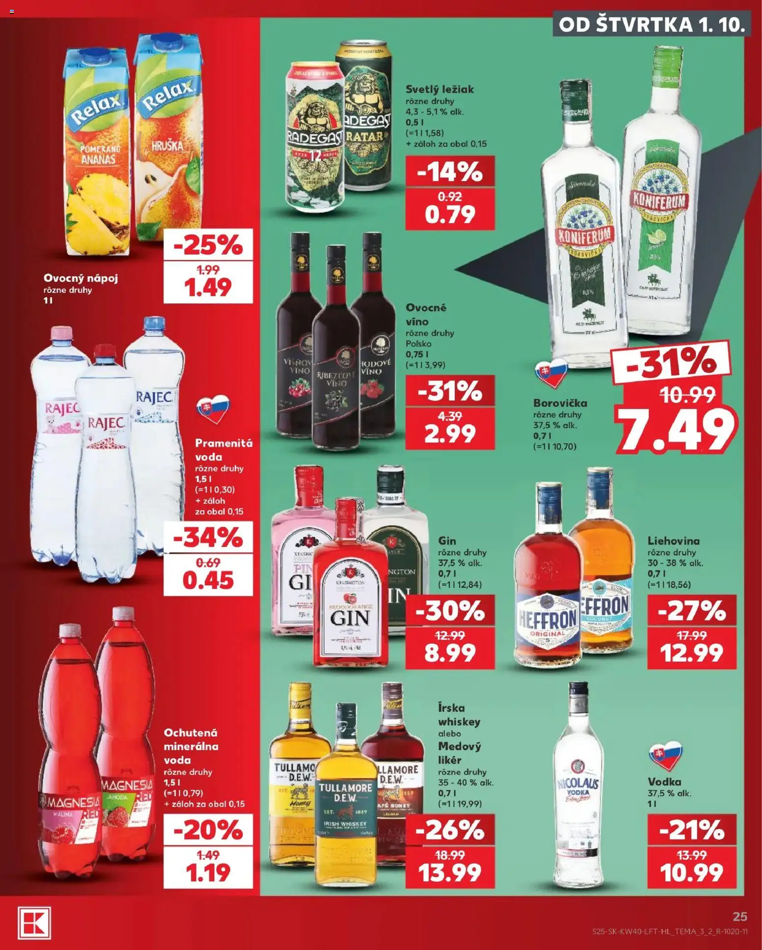 Nové Kaufland akcie – leták je platný od 01.10.2026 | Strana: 25 | Produkty: Borovička, Koniferum, Magnesia, Ananás