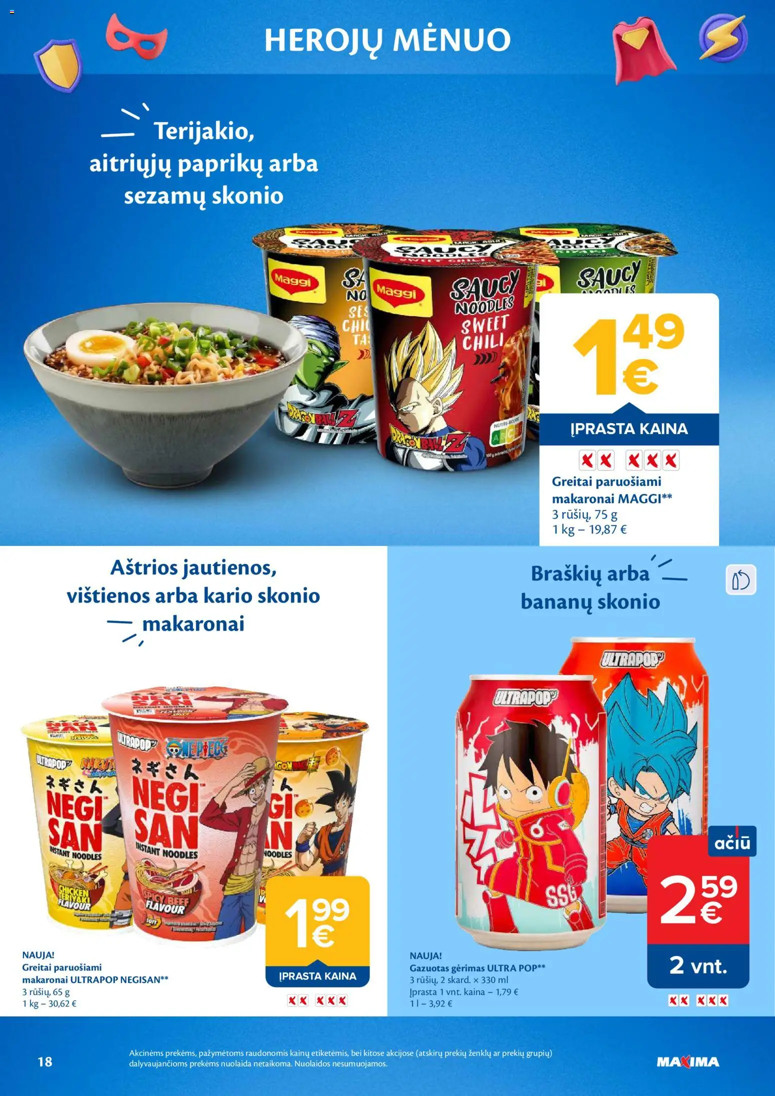 MAXIMA akcijos nuo 09.06.2026 | Puslapis: 18 | Prekių: Vištienos, Greitai paruošiami makaronai, Makaronai