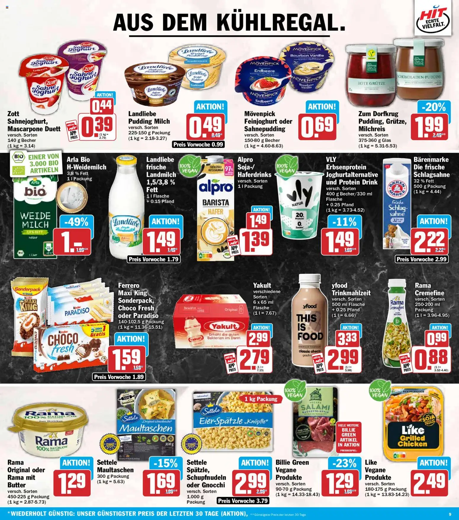 HIT Prospekt – gültig ab 19.10.2026 | Seite: 9 | Produkte: Pudding, Vanille, Alpro, Salami