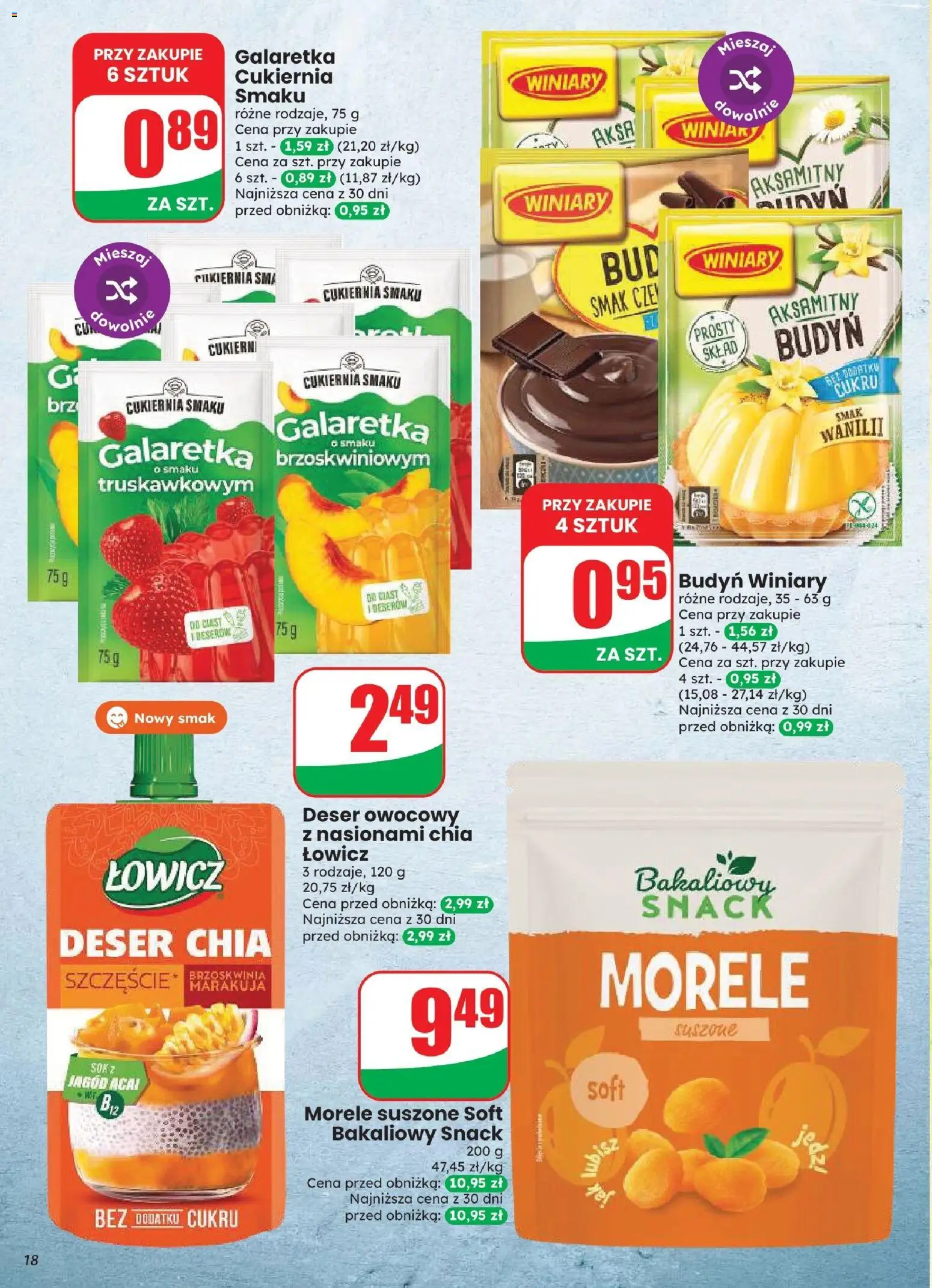 Dino gazetka od 12.08.2026 | Strona: 18 | Produkty: Marakuja, Deser, Morele suszone, Sok