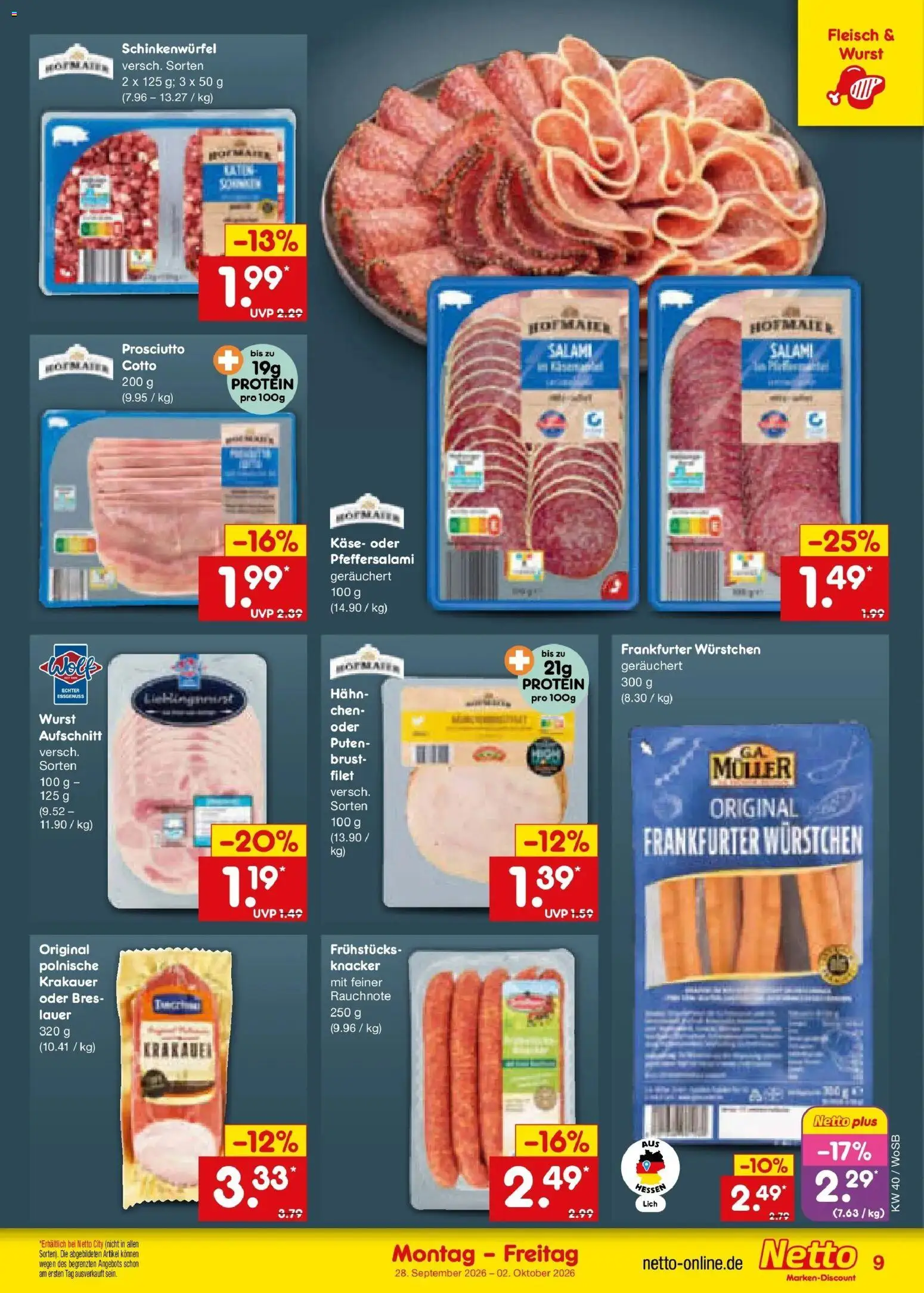 Netto Marken-Discount Prospekt Mannheim – gültig ab 28.09.2026 | Seite: 11 | Produkte: Käse, Wurst, Salami, Fleisch