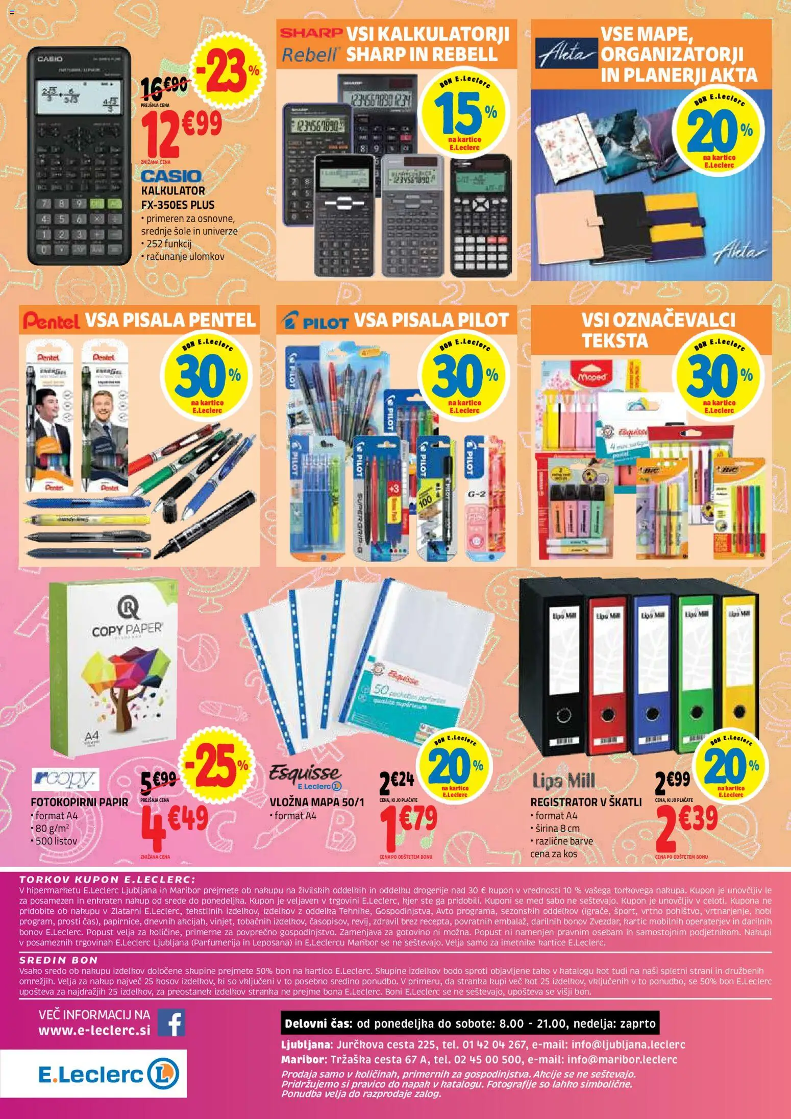 Novi E.leclerc katalog ponudbe – veljaven od 16.09.2026 | Stran: 48 | Izdelki: Kalkulator, Označevalci, Kos, Pisala