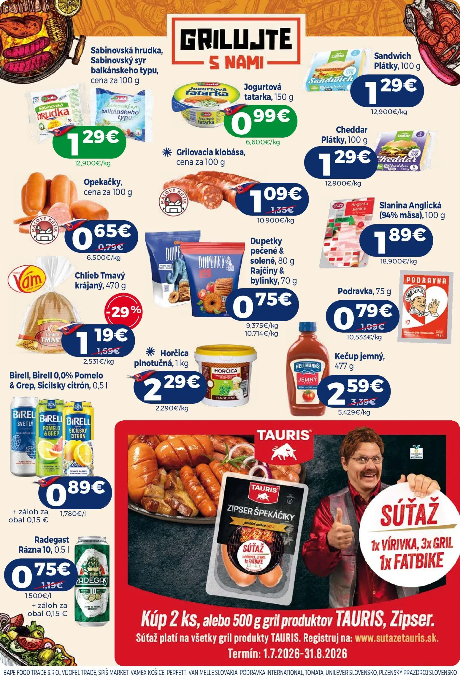 Nové Milk Agro akcie – leták je platný od 22.07.2026 | Strana: 8 | Produkty: Gril, Birell, Slanina, Pomelo