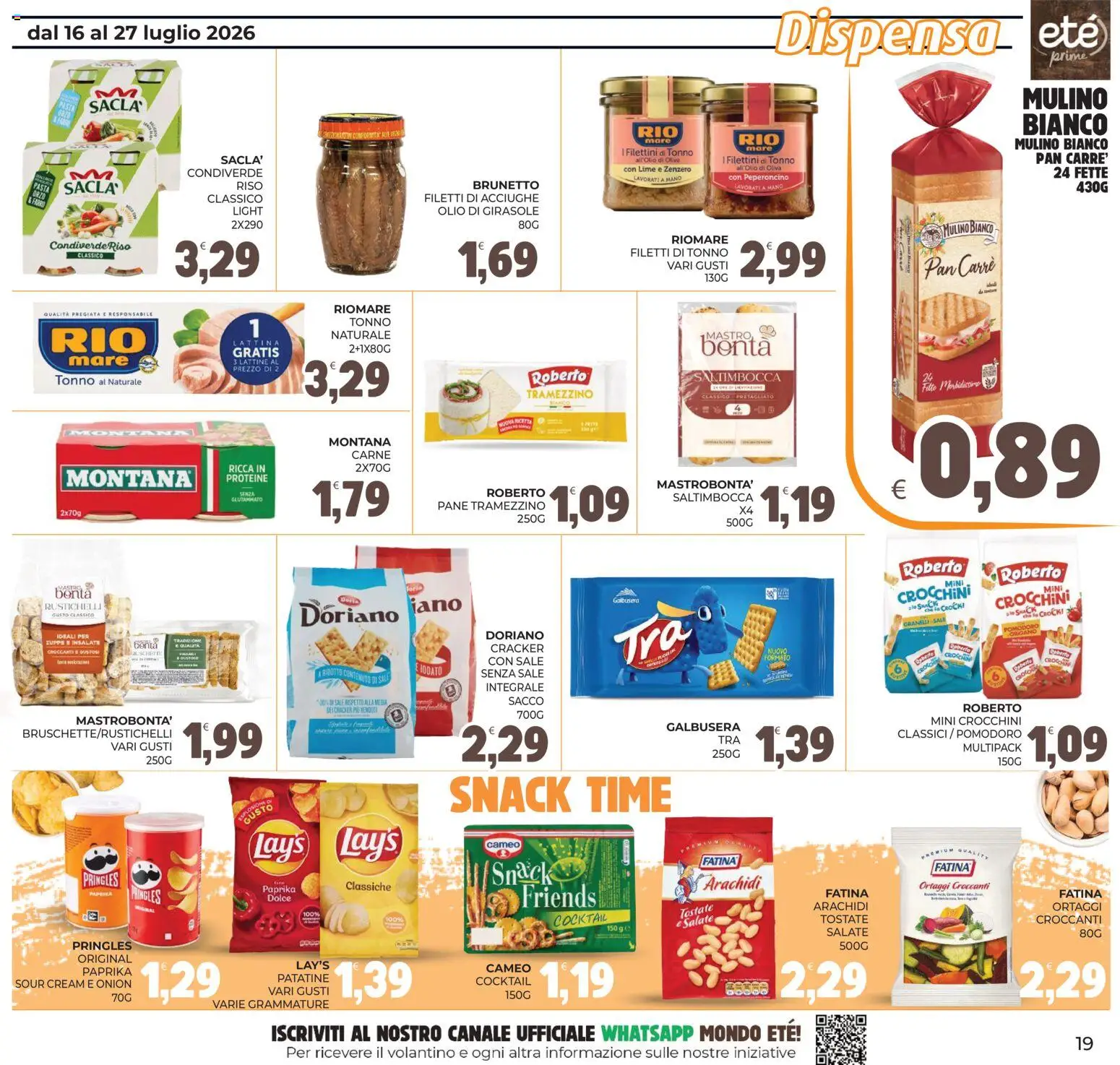 Volantino Eté del 16/07/2026 | Pagina: 19 | Prodotti: Patatine, Olio, Pasta, Olio di girasole