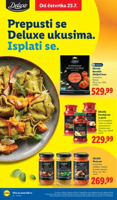 DELUXE Paradajz sos za paste, Sa čeri paradajzom i sirom, sa rukolom i parmezanom ili sa Barolo vinom - pregled Lidl kataloga - važi od 23.07.2026 | Strana: 50