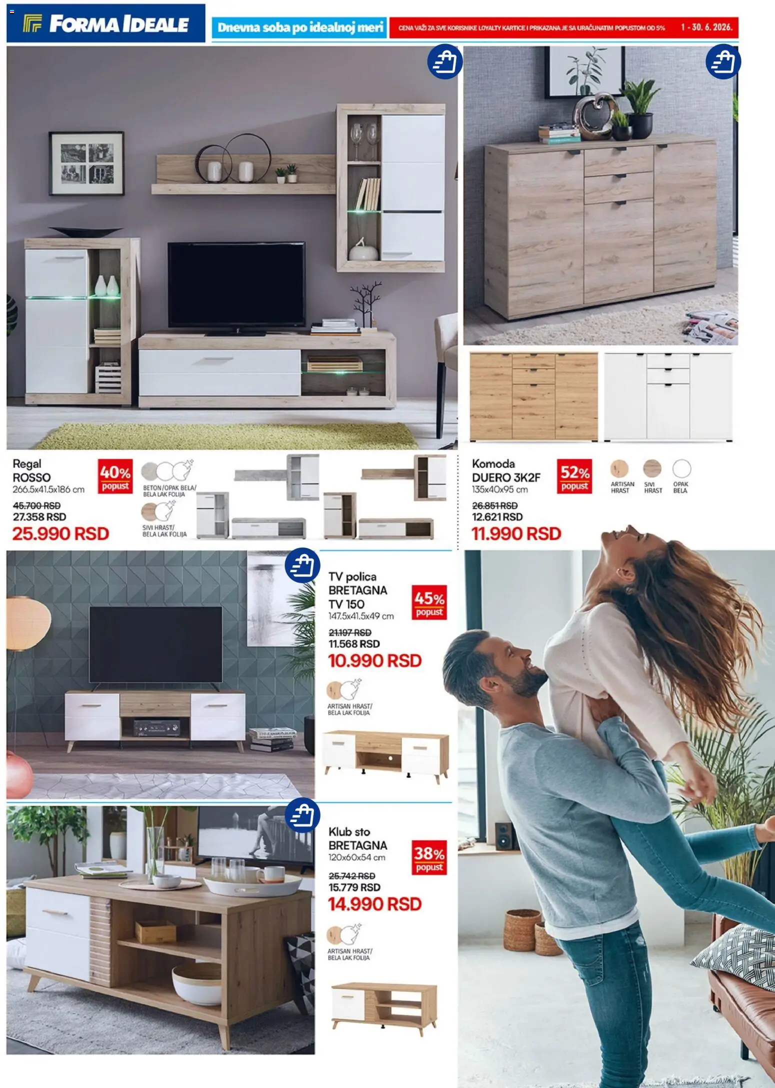 Forma Ideale katalog - važi od 01.06.2026 | Strana: 3 | Proizvode: Komoda, Polica, Sto, TV polica