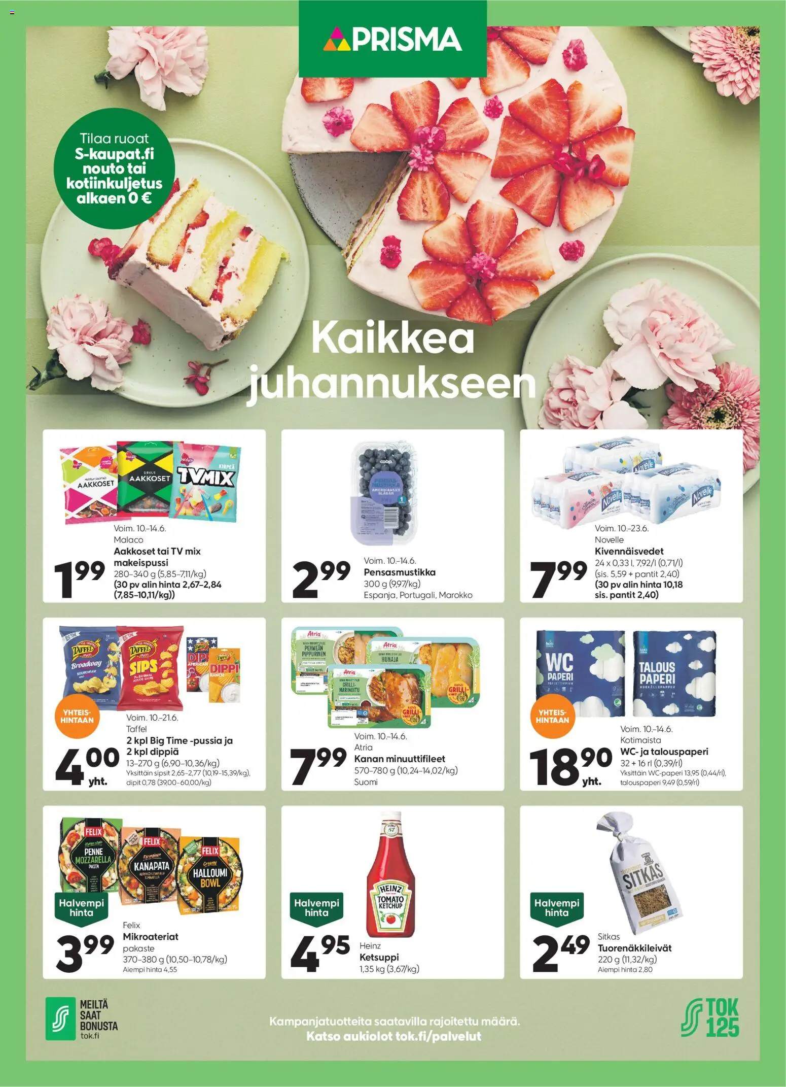 Prisma tarjoukset – voimassa 10.06.2026 alkaen | Sivu: 1 | Tuotteet: Mozzarella, Paperi, Halloumi, TV