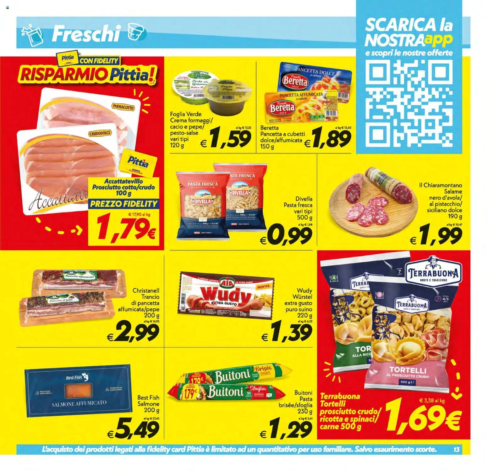 Volantino SuperConveniente del 11/09/2026 | Pagina: 13 | Prodotti: Salmone, Divella, Suino, Spinaci