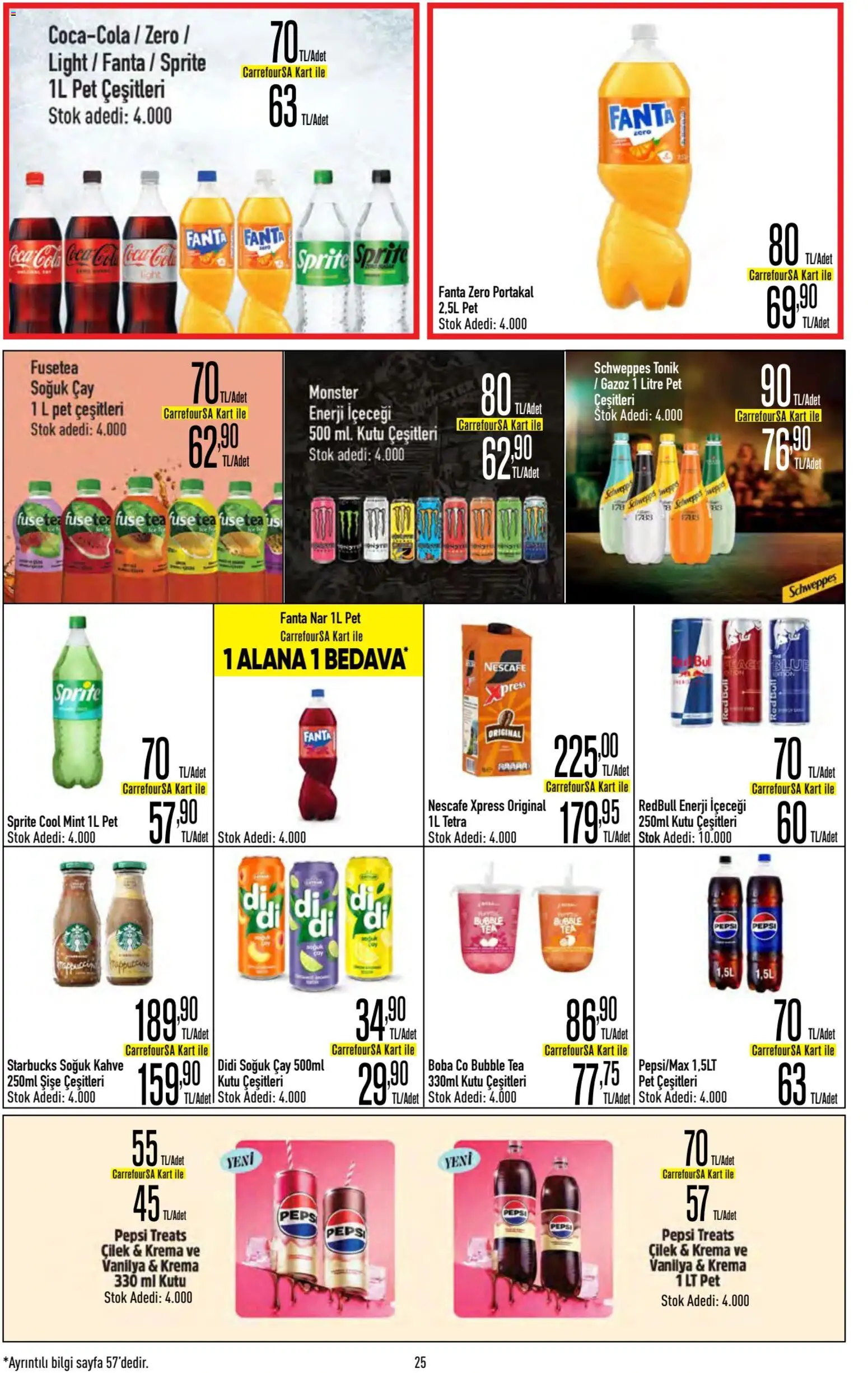 CarrefourSA Katalog - 20 Ağustos 2026 tarihinden itibaren geçerlidir | Sayfa: 25 | Ürünler: Kutu, Çay, Krema, Enerji içeceği