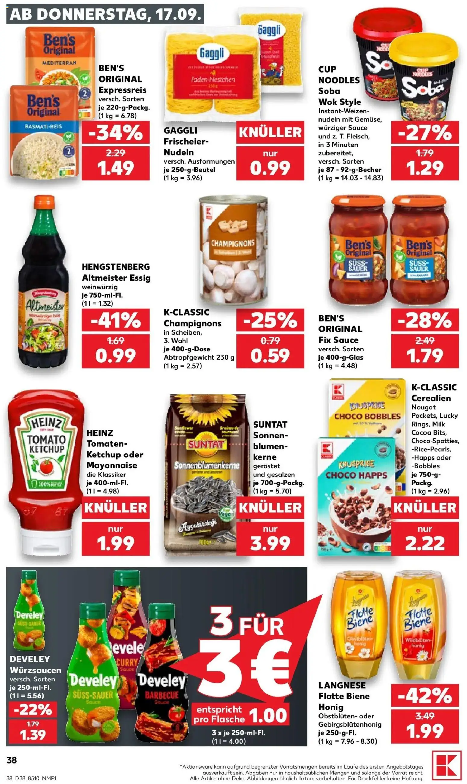 Prospekt Kaufland ab 14.09.2026 » Angebote Online zum Blättern | Seite: 50 | Produkte: Basmatireis, Essig, Champignons, Nudeln