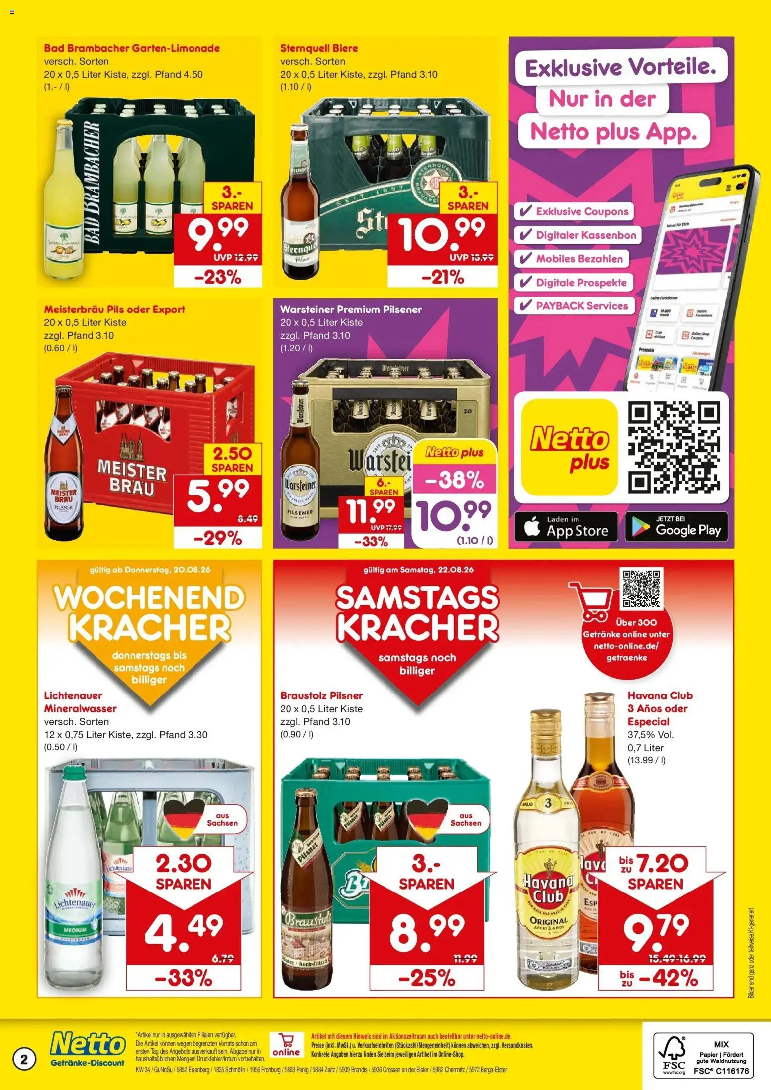 Netto Marken-Discount Prospekt Penig – gültig ab 17.08.2026 | Seite: 2 | Produkte: Pils, Mineralwasser, Bilder, Warsteiner