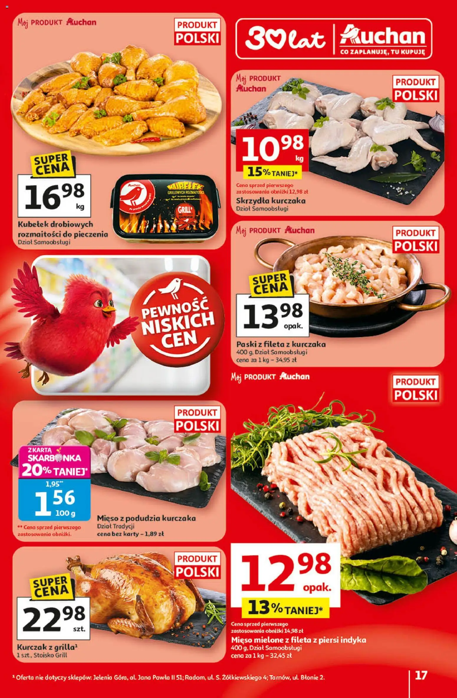 Auchan - Gazetka 30 Lat Hipermarket  od 09.04.2026 | Strona: 17 | Produkty: Piersi, Mięso, Grill, Mięso mielone