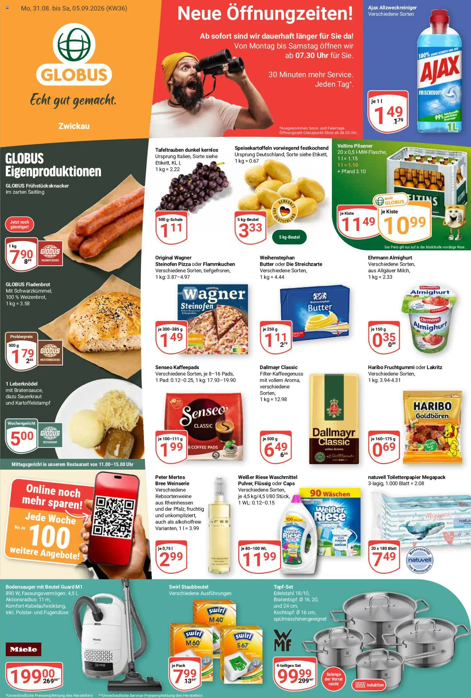 Globus Prospekt Zwickau – gültig ab 31.08.2026 | Seite: 4 | Produkte: Senseo, Ehrmann almighurt, Waschmittel, Uhr