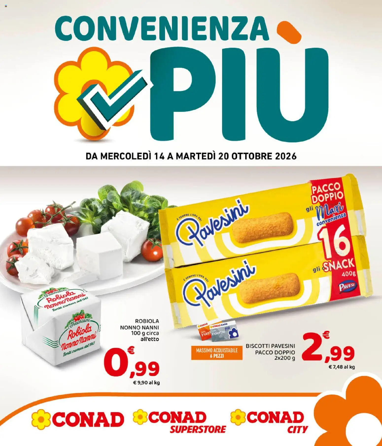 Volantino Conad del 14/10/2026 | Pagina: 1 | Prodotti: Robiola